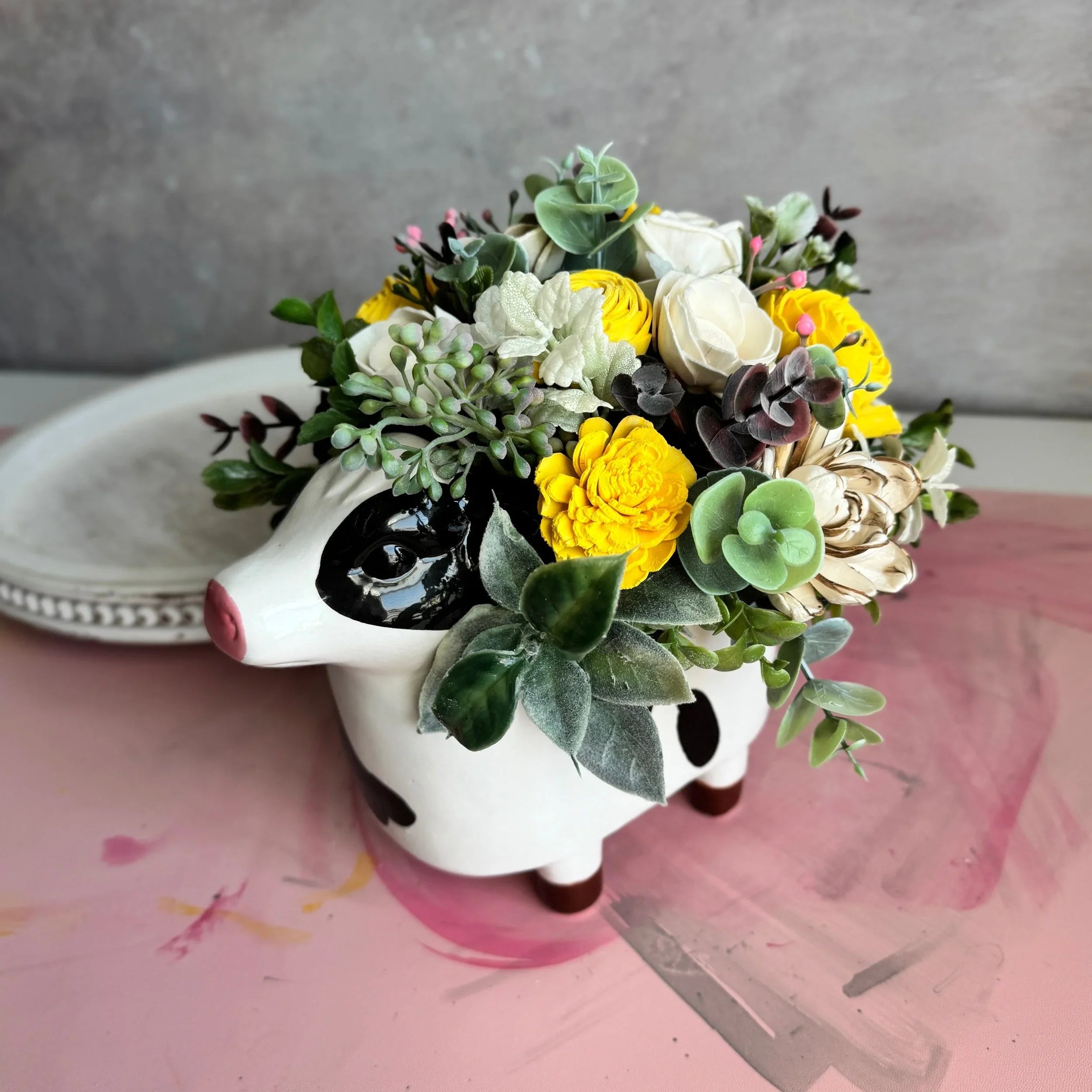 Bessie | Yellow Cow - Sola Wood Flowers | Handcrafted in Austin, TX by Sola Flower Sam