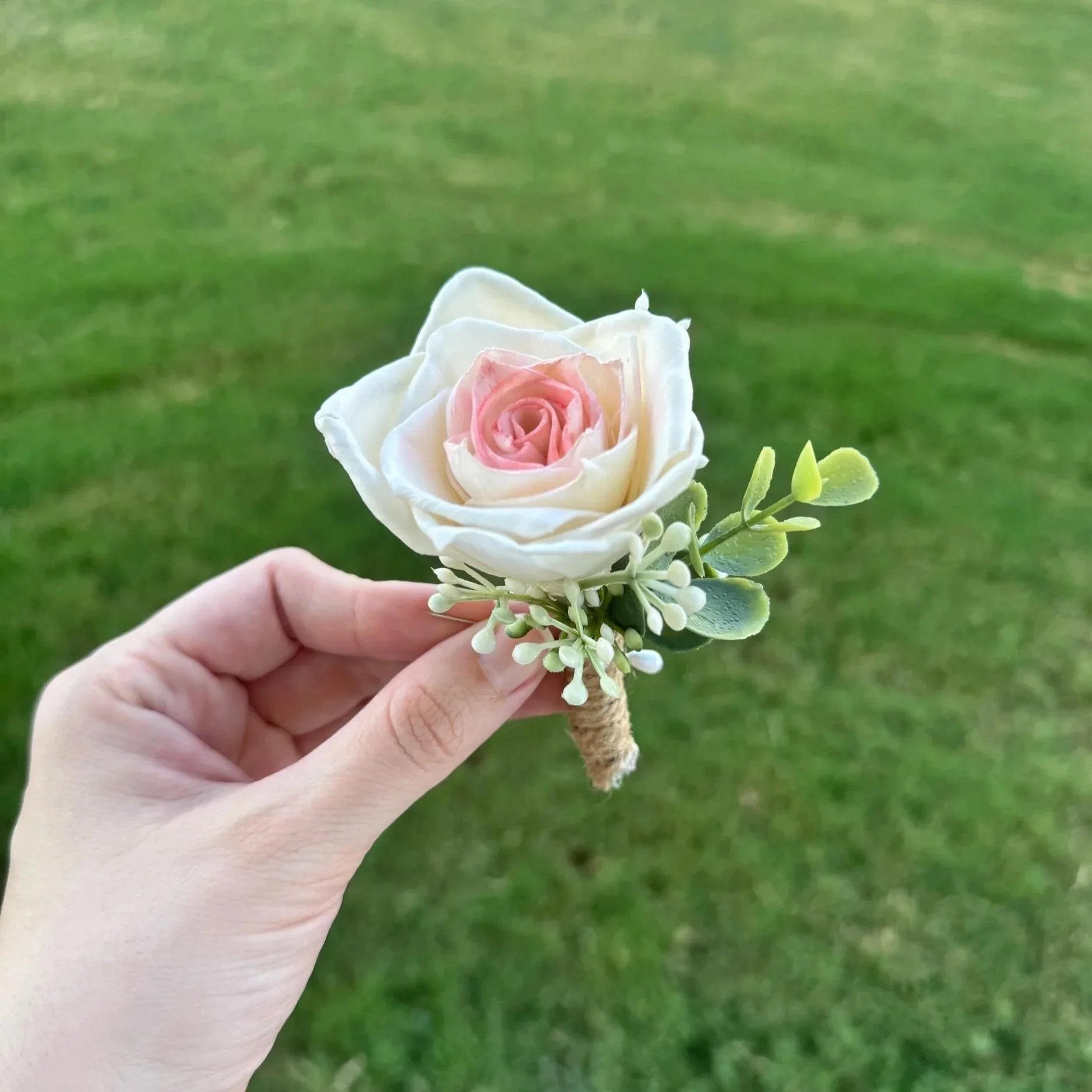 Classic Rose Bouquet & Boutonniere Set | 10in round 💍✨ - Sola Wood Flowers | Handcrafted in Austin, TX by Sola Flower Sam