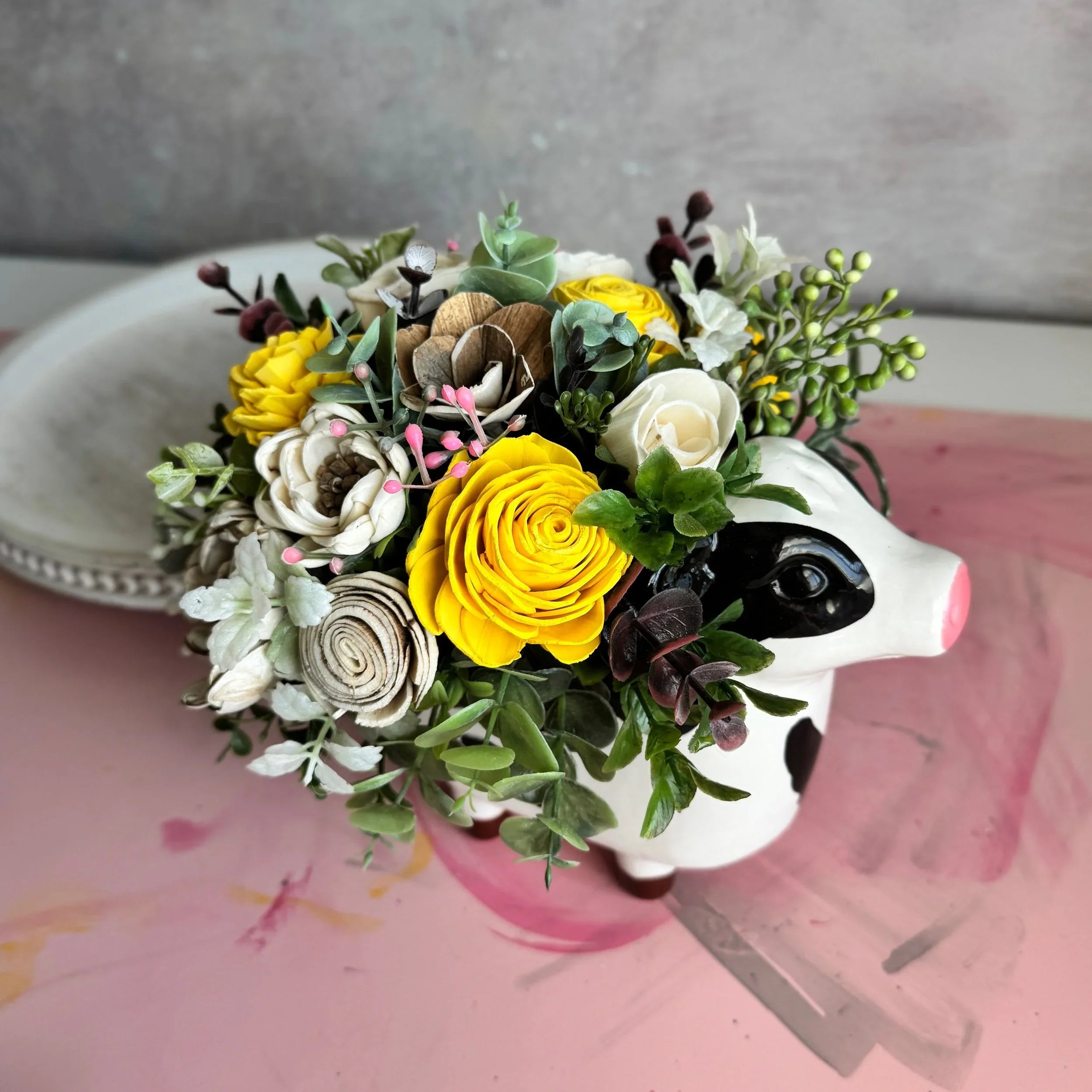 Bessie | Yellow Cow - Sola Wood Flowers | Handcrafted in Austin, TX by Sola Flower Sam