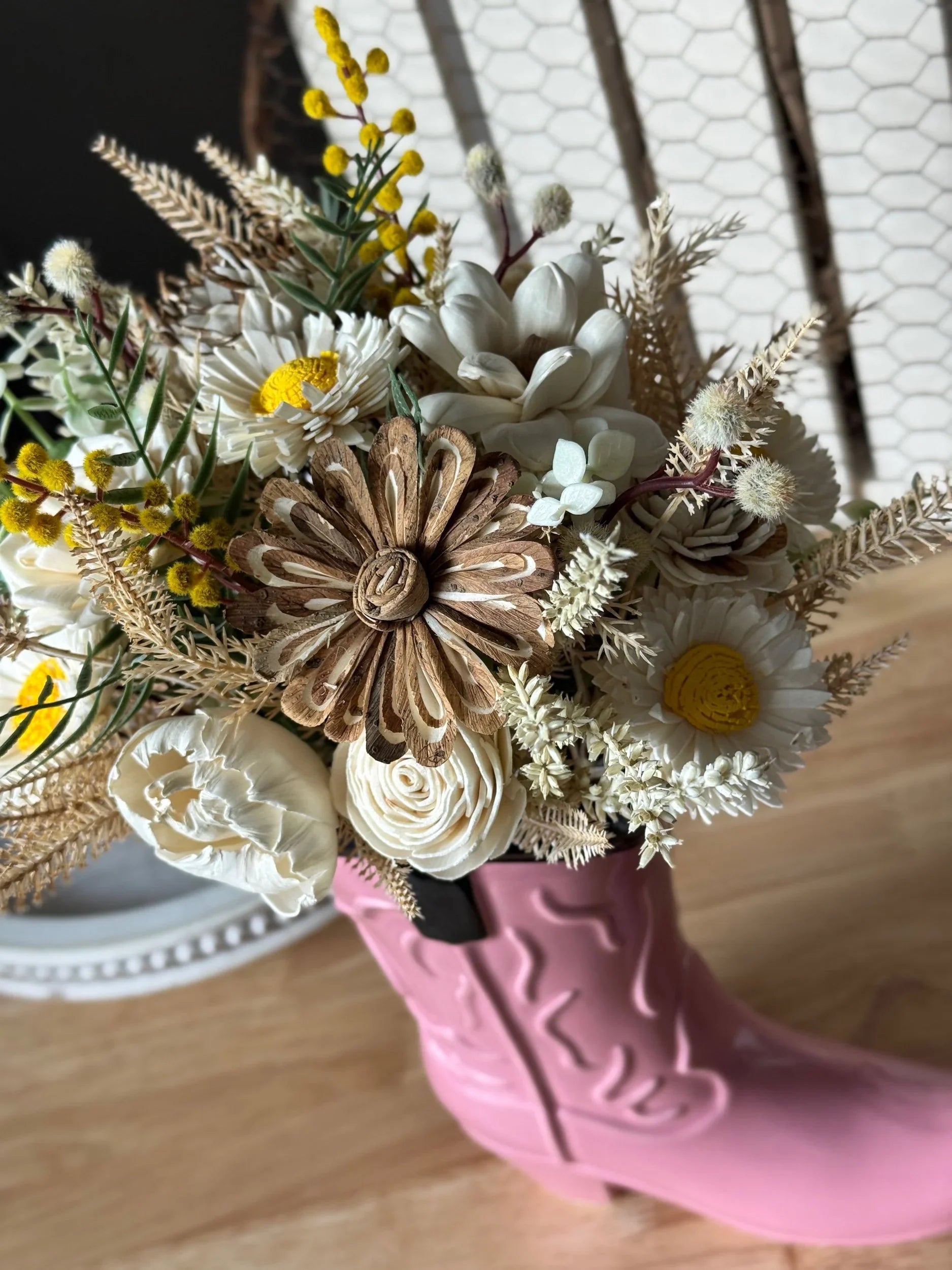 Pink Ceramic Boot - Sola Wood Flowers | Handcrafted in Austin, TX by Sola Flower Sam