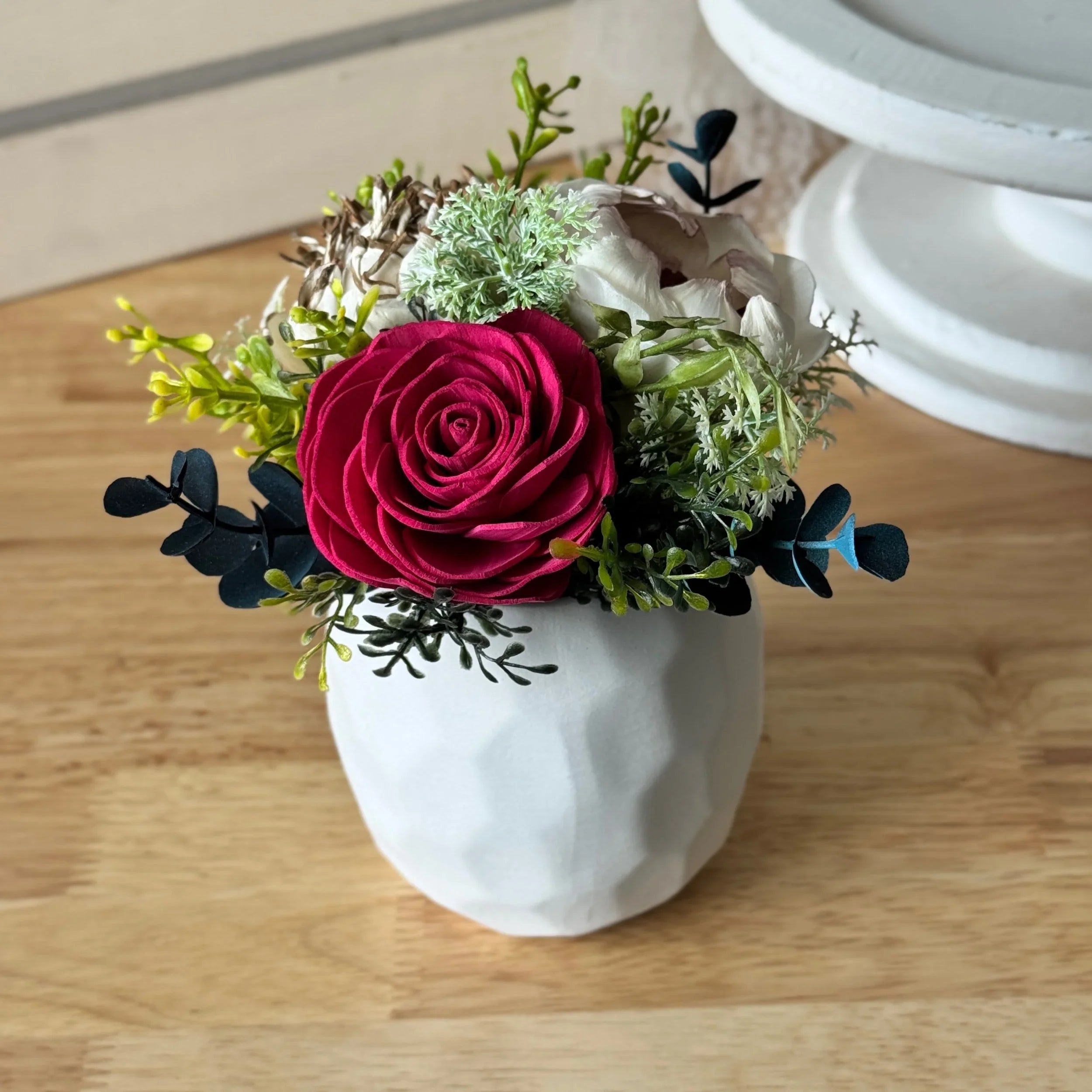 Fuchsia Pink | White Mini - Sola Wood Flowers | Handcrafted in Austin, TX by Sola Flower Sam