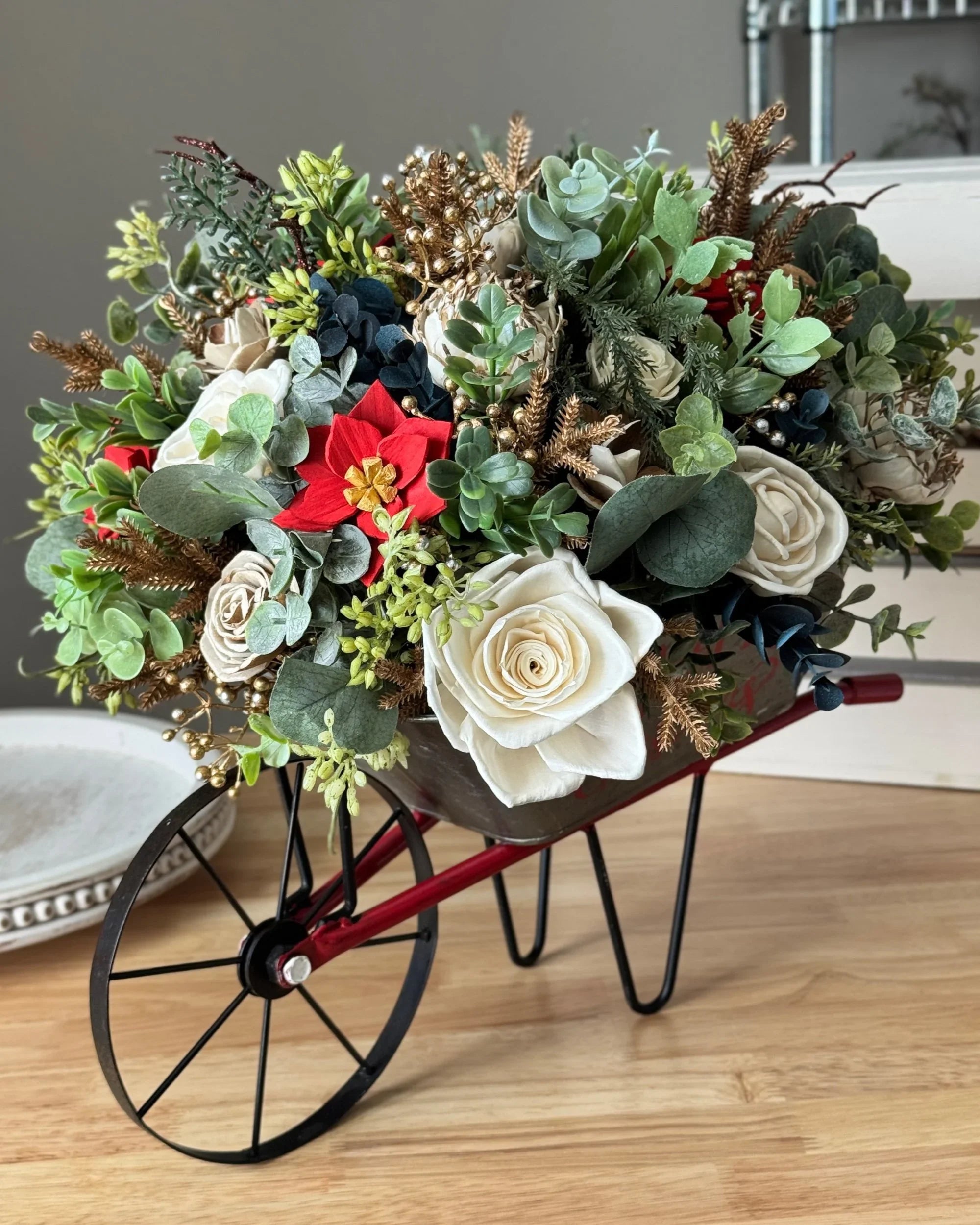 Holiday Wheelbarrow | Gold - Sola Wood Flowers | Handcrafted in Austin, TX by Sola Flower Sam