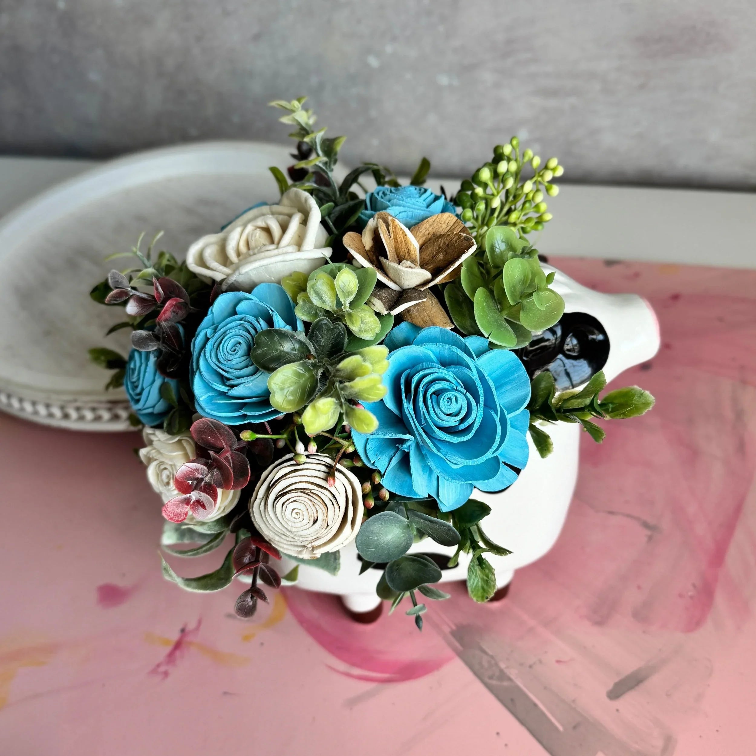 Bessie | Blue Cow - Sola Wood Flowers | Handcrafted in Austin, TX by Sola Flower Sam