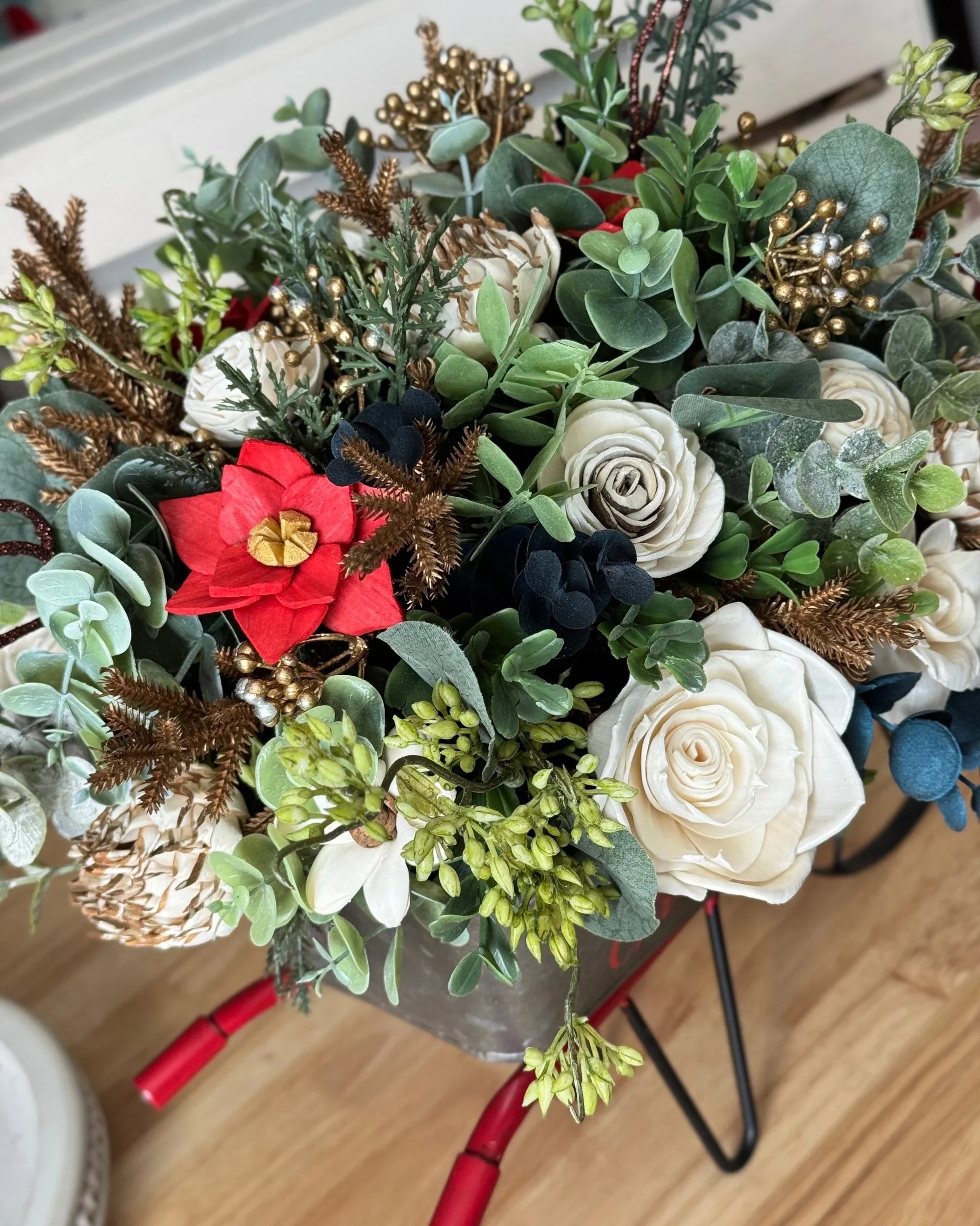Holiday Wheelbarrow | Gold - Sola Wood Flowers | Handcrafted in Austin, TX by Sola Flower Sam