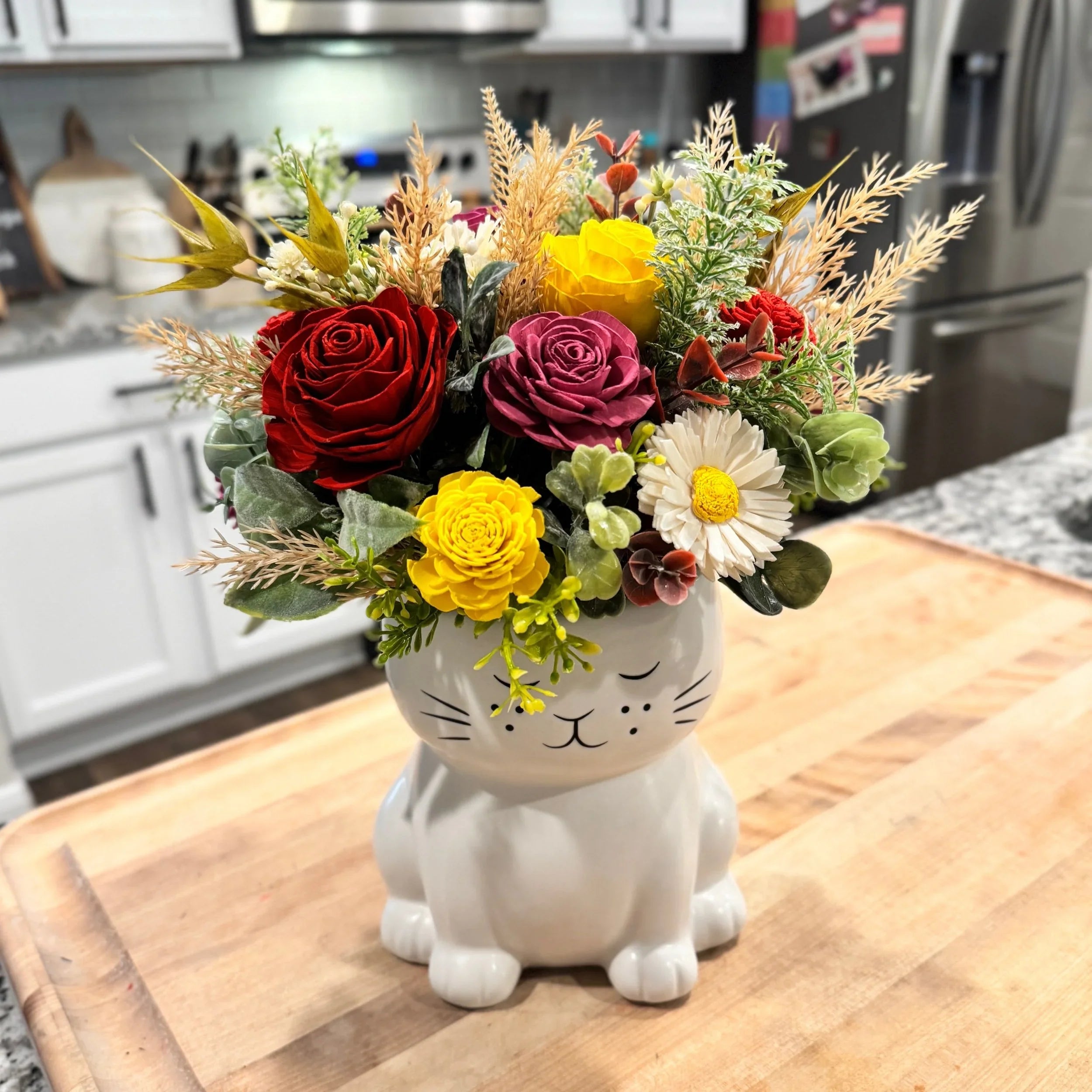 Kitty Bouquet | Red & Yellow - Sola Wood Flowers | Handcrafted in Austin, TX by Sola Flower Sam