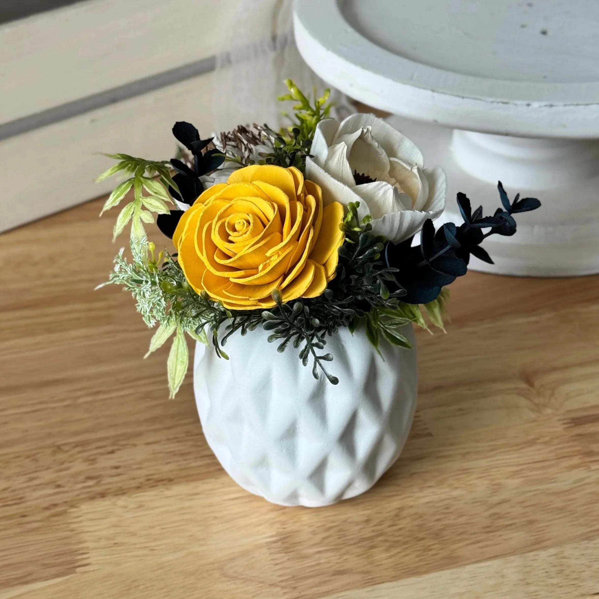 Butter Yellow | White Mini - Sola Wood Flowers | Handcrafted in Austin, TX by Sola Flower Sam
