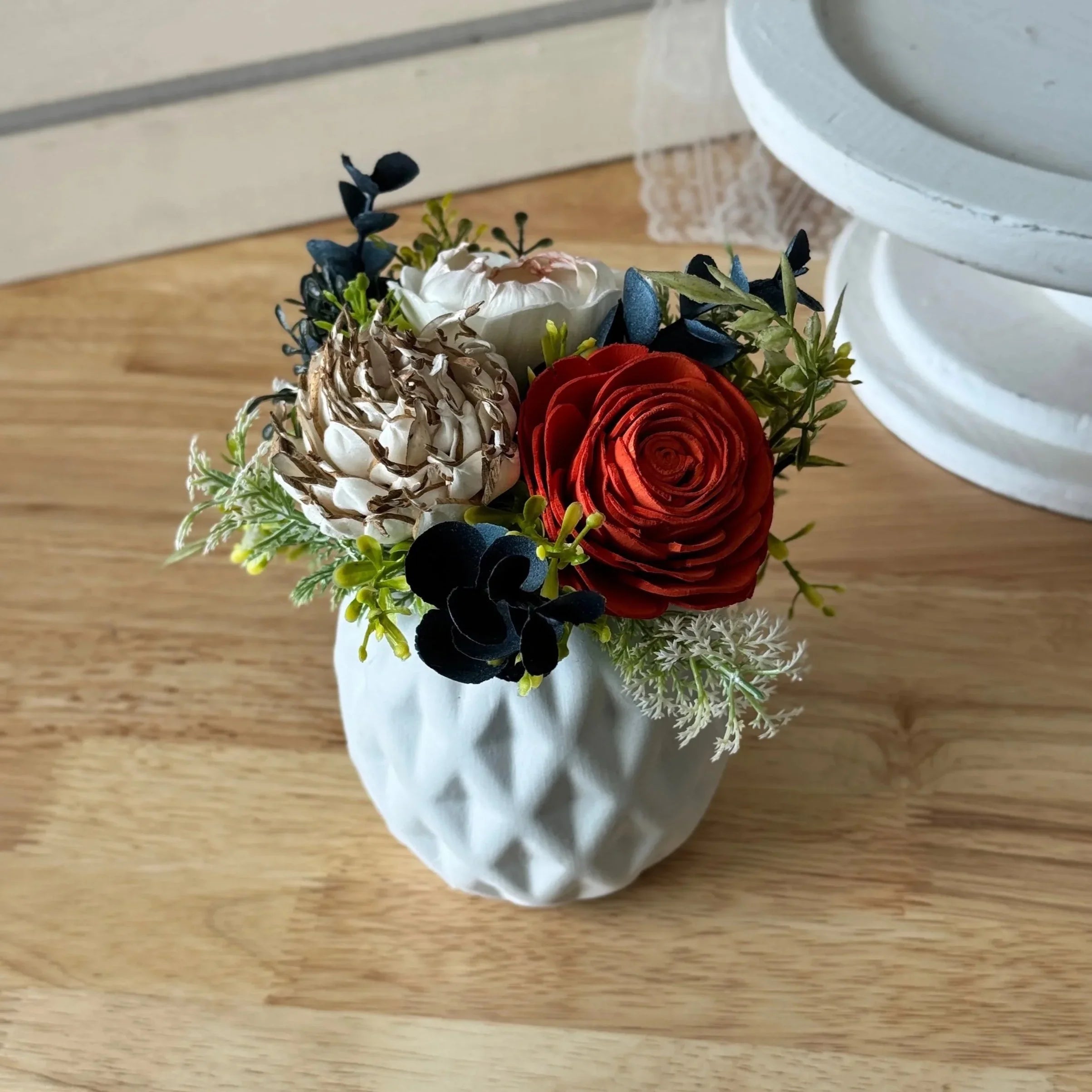 Autumn Orange | White Mini - Sola Wood Flowers | Handcrafted in Austin, TX by Sola Flower Sam