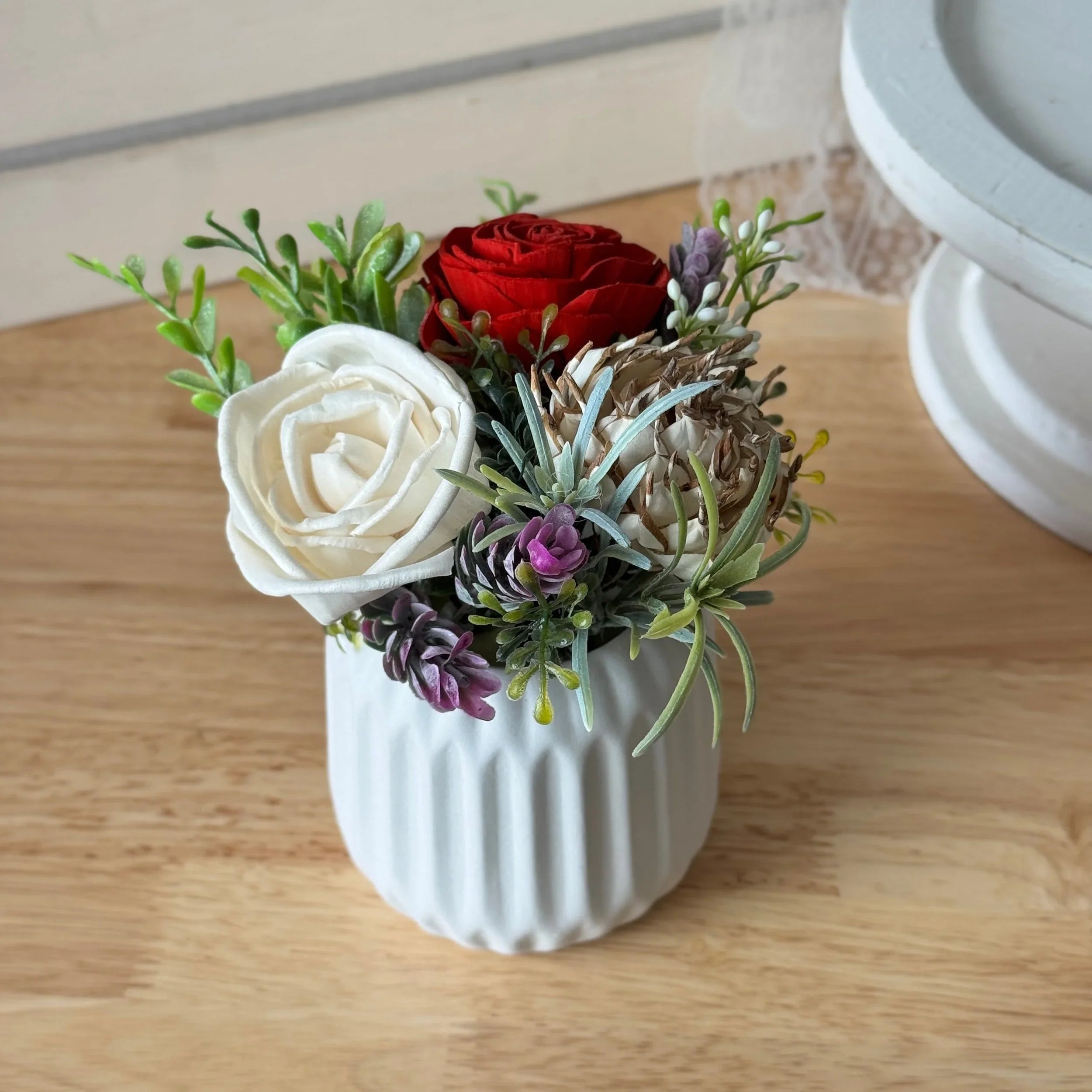 Ruby Red | White Mini - Sola Wood Flowers | Handcrafted in Austin, TX by Sola Flower Sam