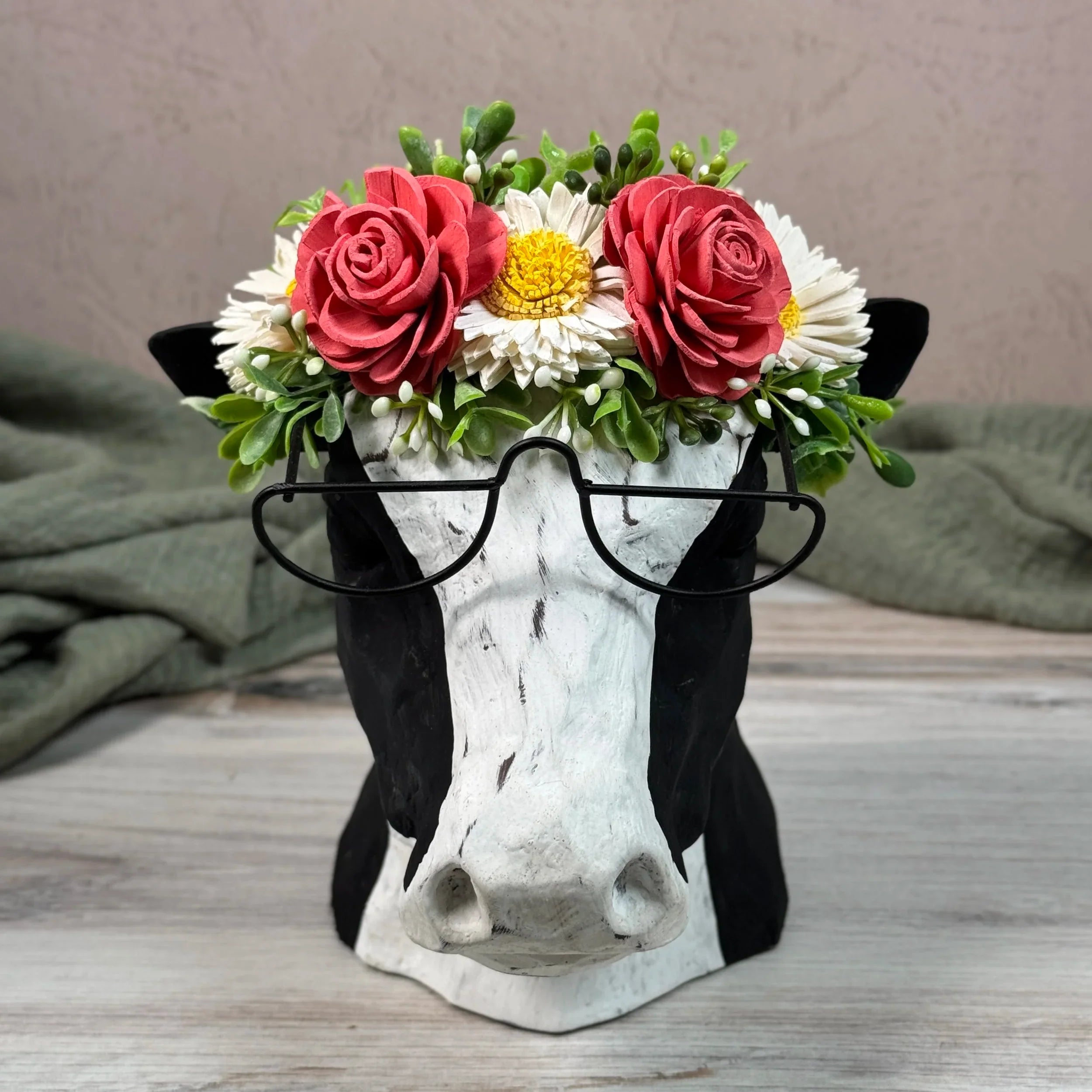 Coachella Cow Peachy Pink - Sola Wood Flowers | Handcrafted in Austin, TX by Sola Flower Sam