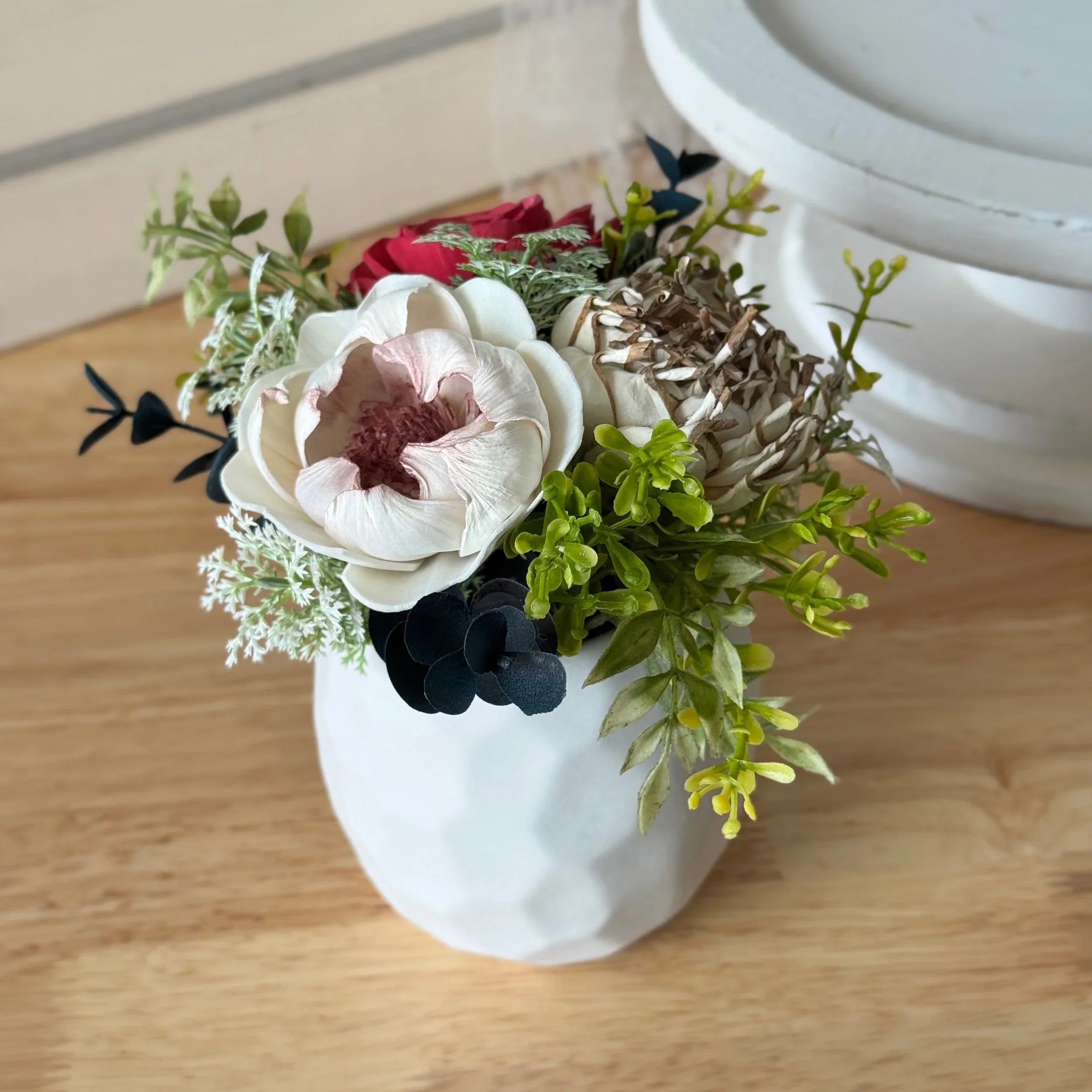 Fuchsia Pink | White Mini - Sola Wood Flowers | Handcrafted in Austin, TX by Sola Flower Sam