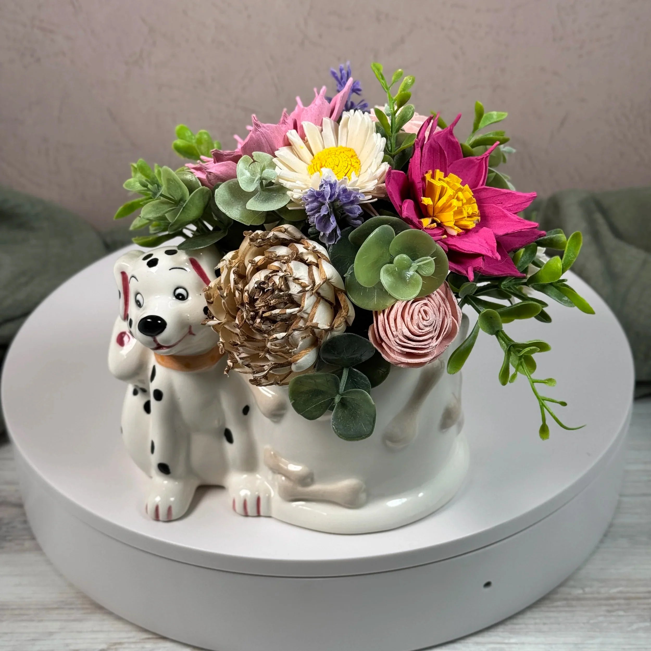 Pink Dalmatian Puppy - Sola Wood Flowers | Handcrafted in Austin, TX by Sola Flower Sam