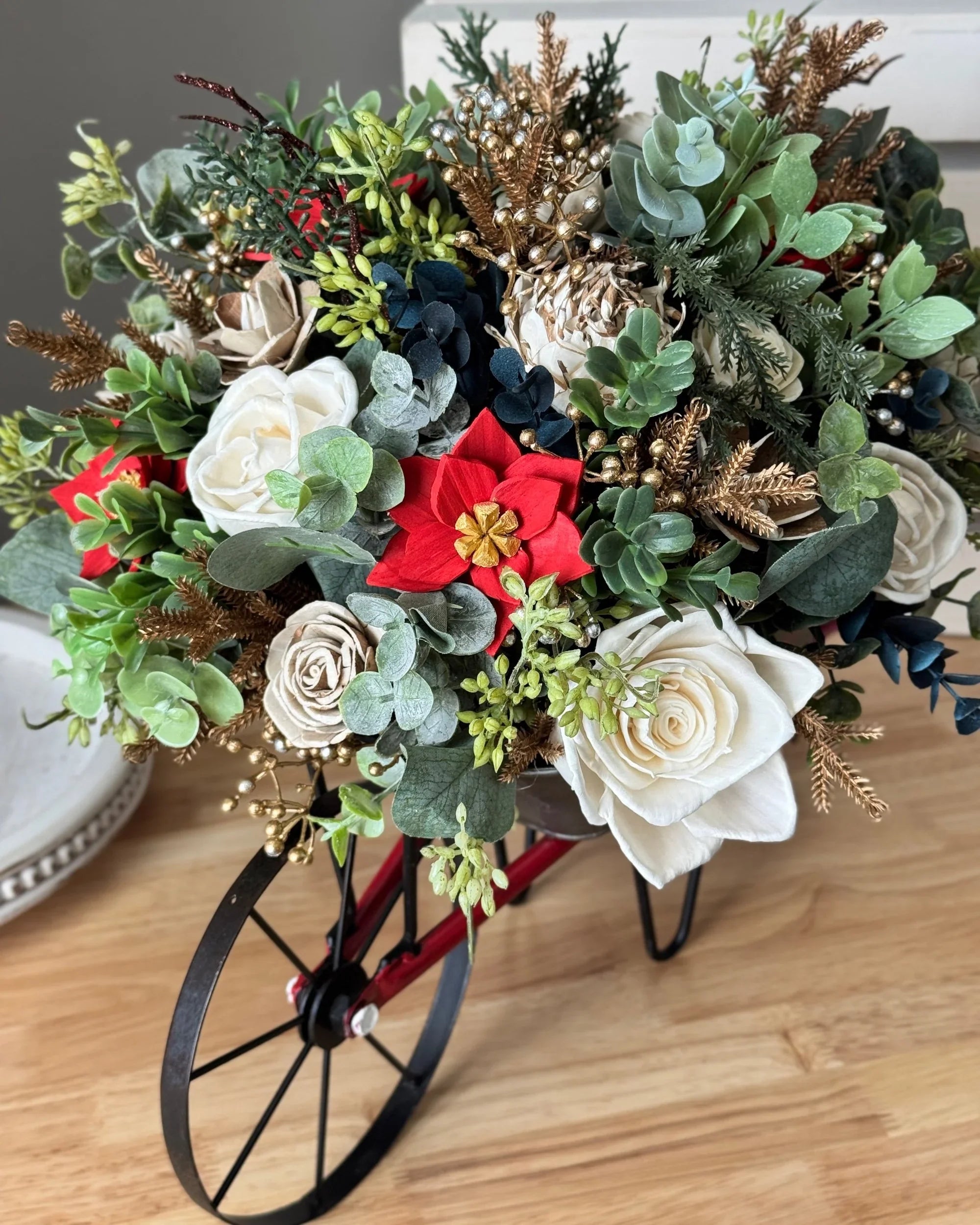 Holiday Wheelbarrow | Gold - Sola Wood Flowers | Handcrafted in Austin, TX by Sola Flower Sam