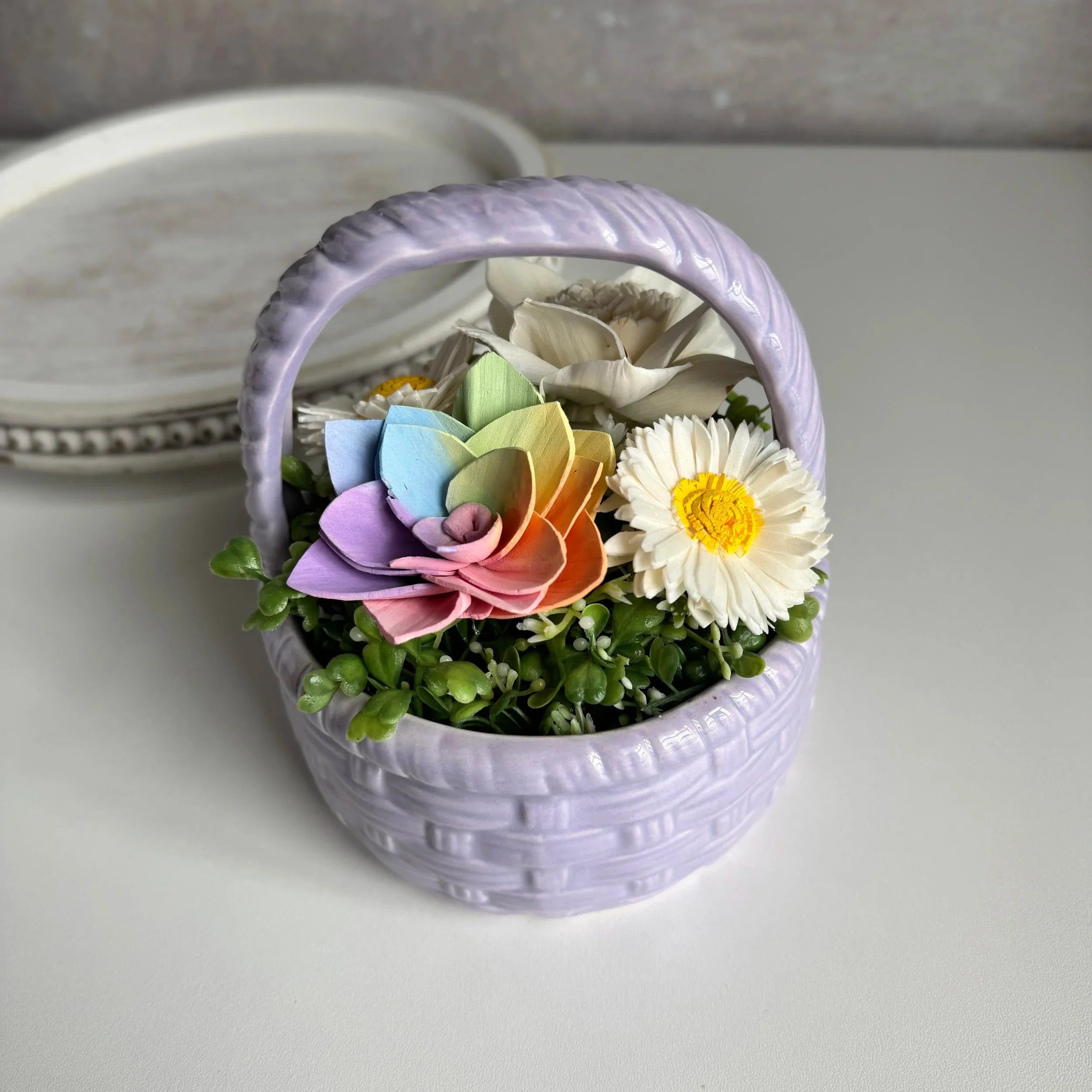 Floral Basket | Purple - Sola Wood Flowers | Handcrafted in Austin, TX by Sola Flower Sam