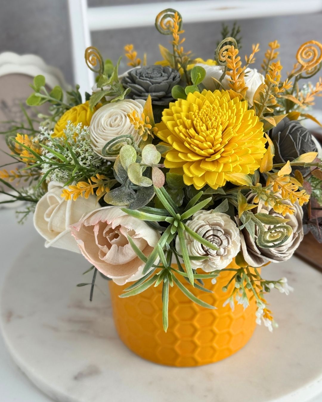 Bailey Bee Sola Wood Flower Design – Small Ceramic Planter - Sola Wood Flowers | Handcrafted in Austin, TX by Sola Flower Sam