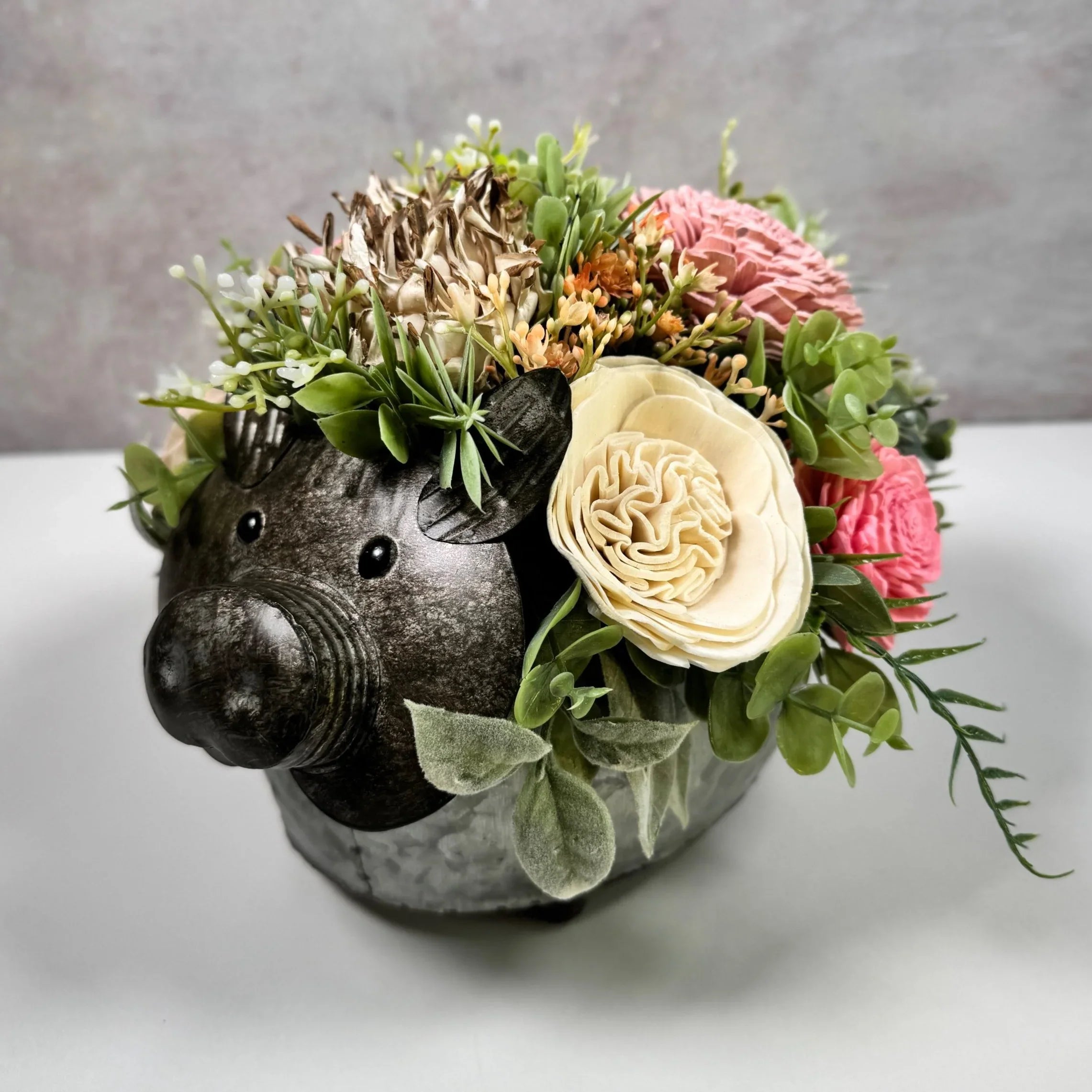 Galvanized Pig | Rose Pink - Sola Wood Flowers | Handcrafted in Round Rock, TX by Sola Flower Sam