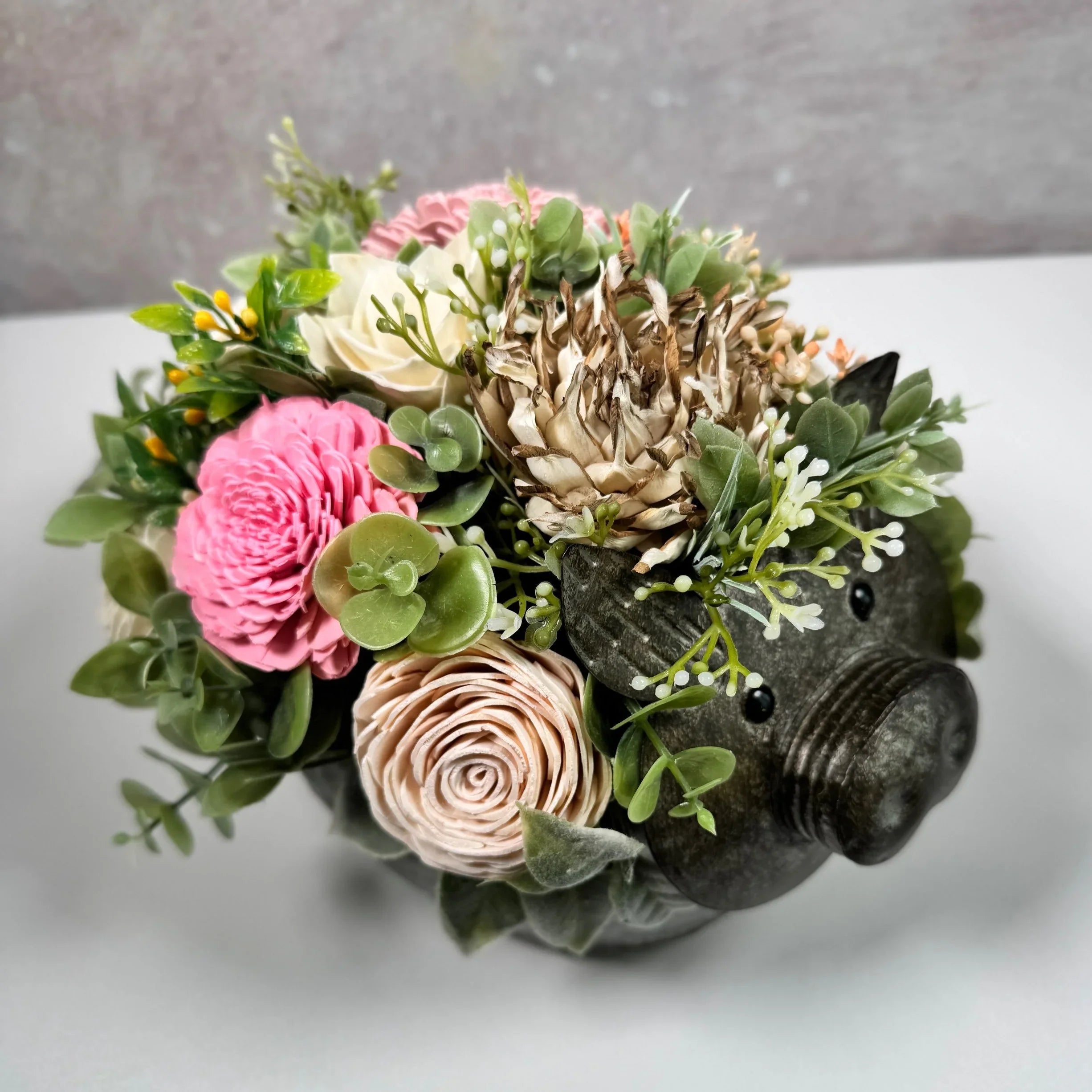Galvanized Pig | Rose Pink - Sola Wood Flowers | Handcrafted in Round Rock, TX by Sola Flower Sam