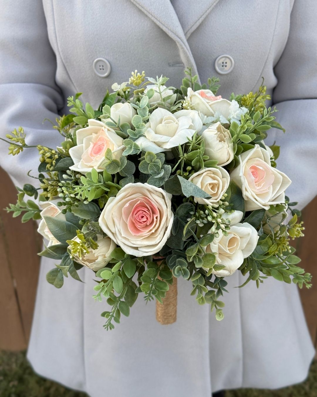 Classic Rose Bouquet & Boutonniere Set | 10in round 💍✨ - Sola Wood Flowers | Handcrafted in Austin, TX by Sola Flower Sam