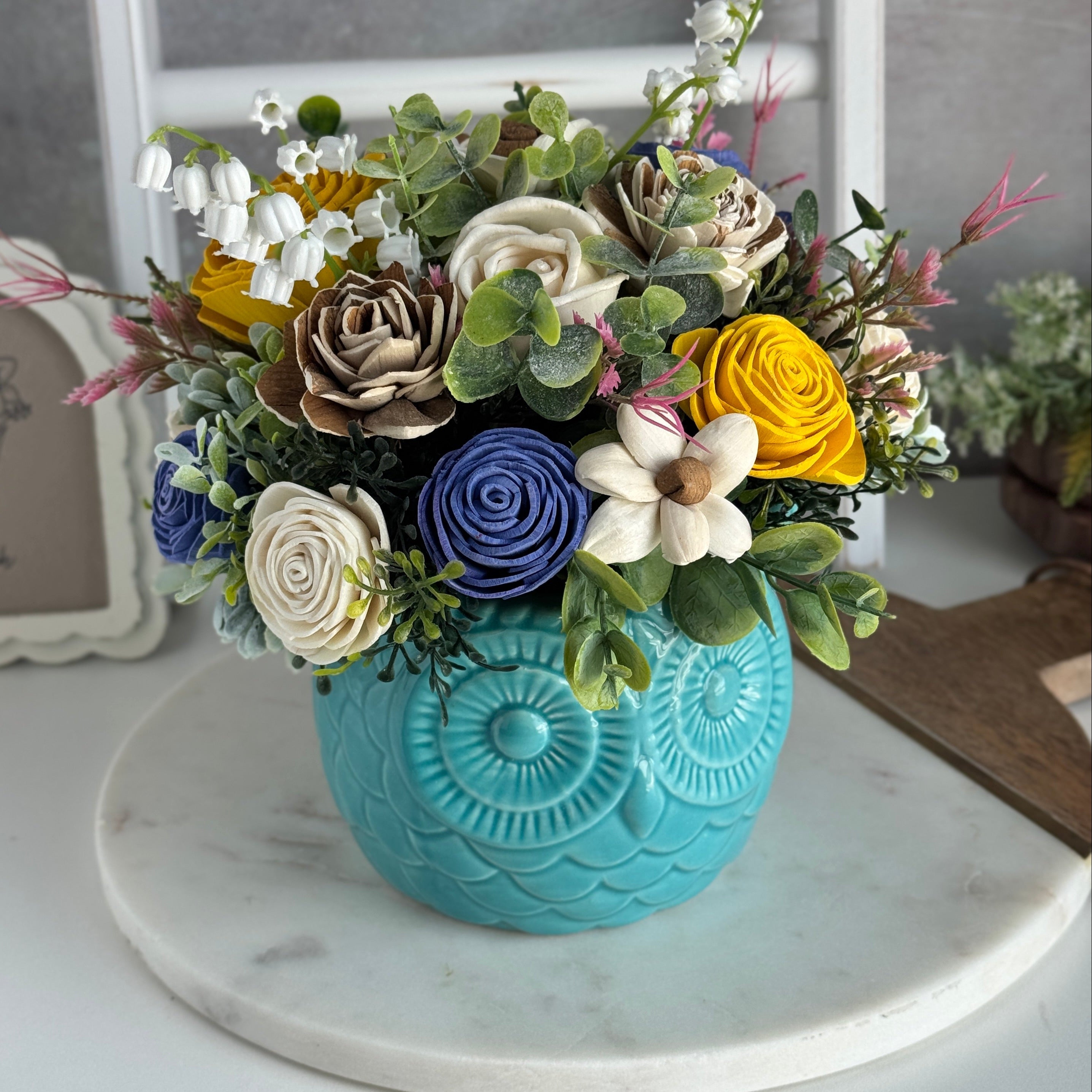 Elodie Owl Wood Flower Design - Sola Wood Flowers | Handcrafted in Austin, TX by Sola Flower Sam