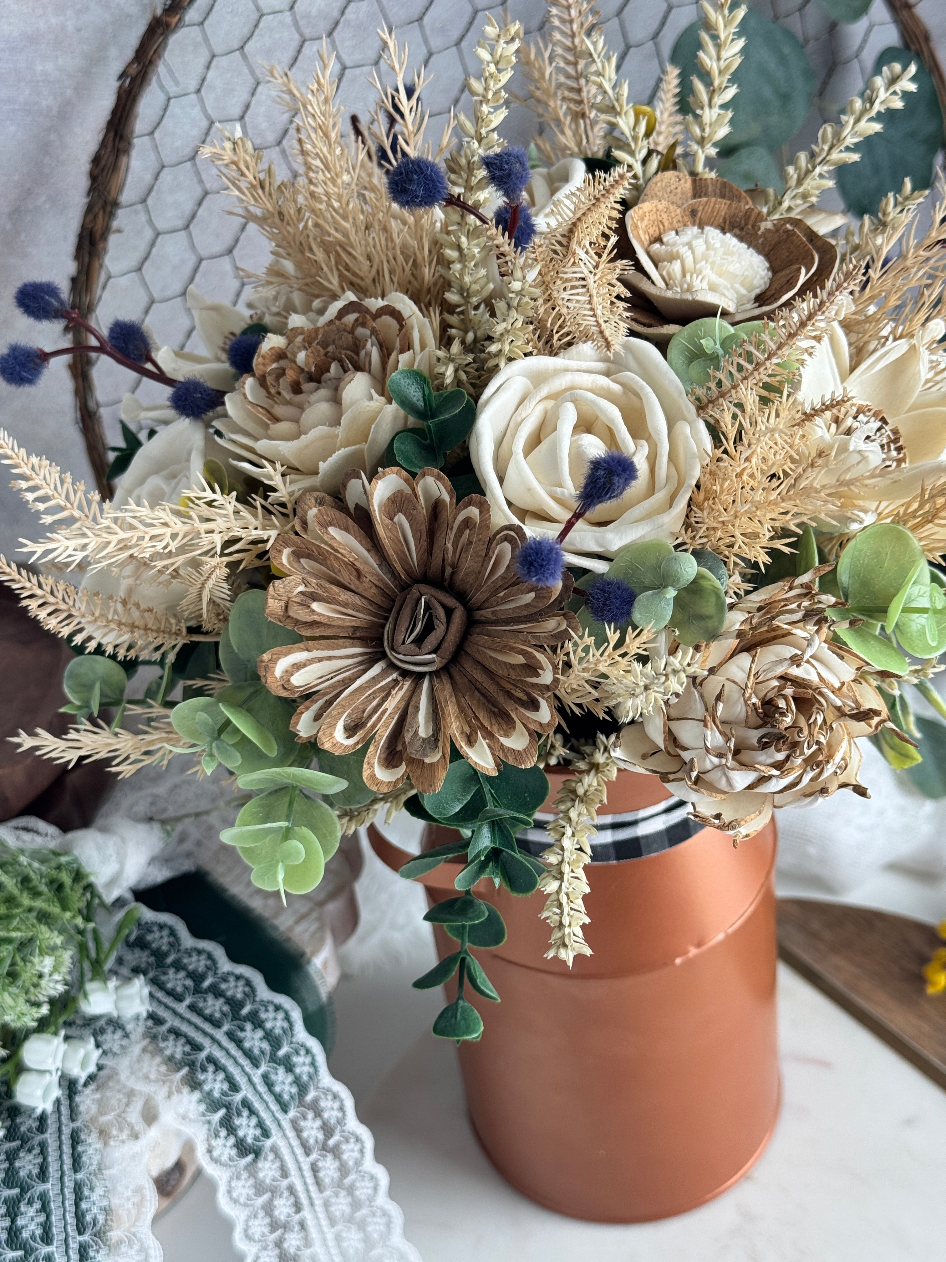 Fall Farmhouse Milk Can - Sola Wood Flowers | Handcrafted in Austin, TX by Sola Flower Sam