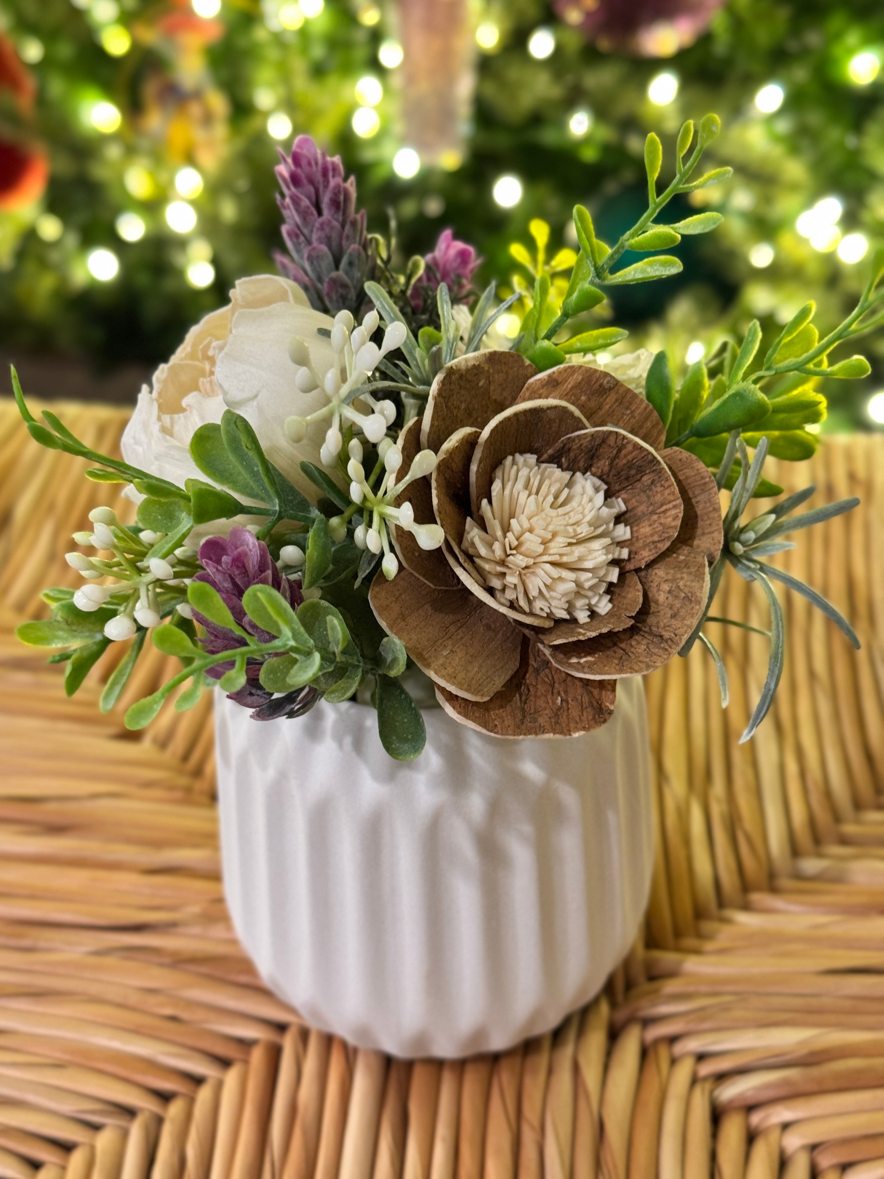 Farmhouse Mini Sola Flower Arrangement – Natural Wood & Greenery - Sola Wood Flowers | Handcrafted in Austin, TX by Sola Flower Sam
