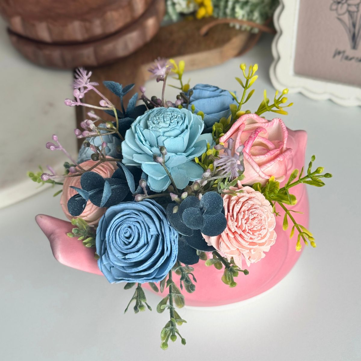 Genevieve Sola Wood Flowers in Ceramic Bird Vase - Sola Wood Flowers | Handcrafted in Austin, TX by Sola Flower Sam