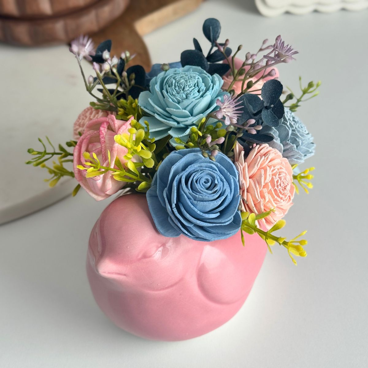 Genevieve Sola Wood Flowers in Ceramic Bird Vase - Sola Wood Flowers | Handcrafted in Austin, TX by Sola Flower Sam
