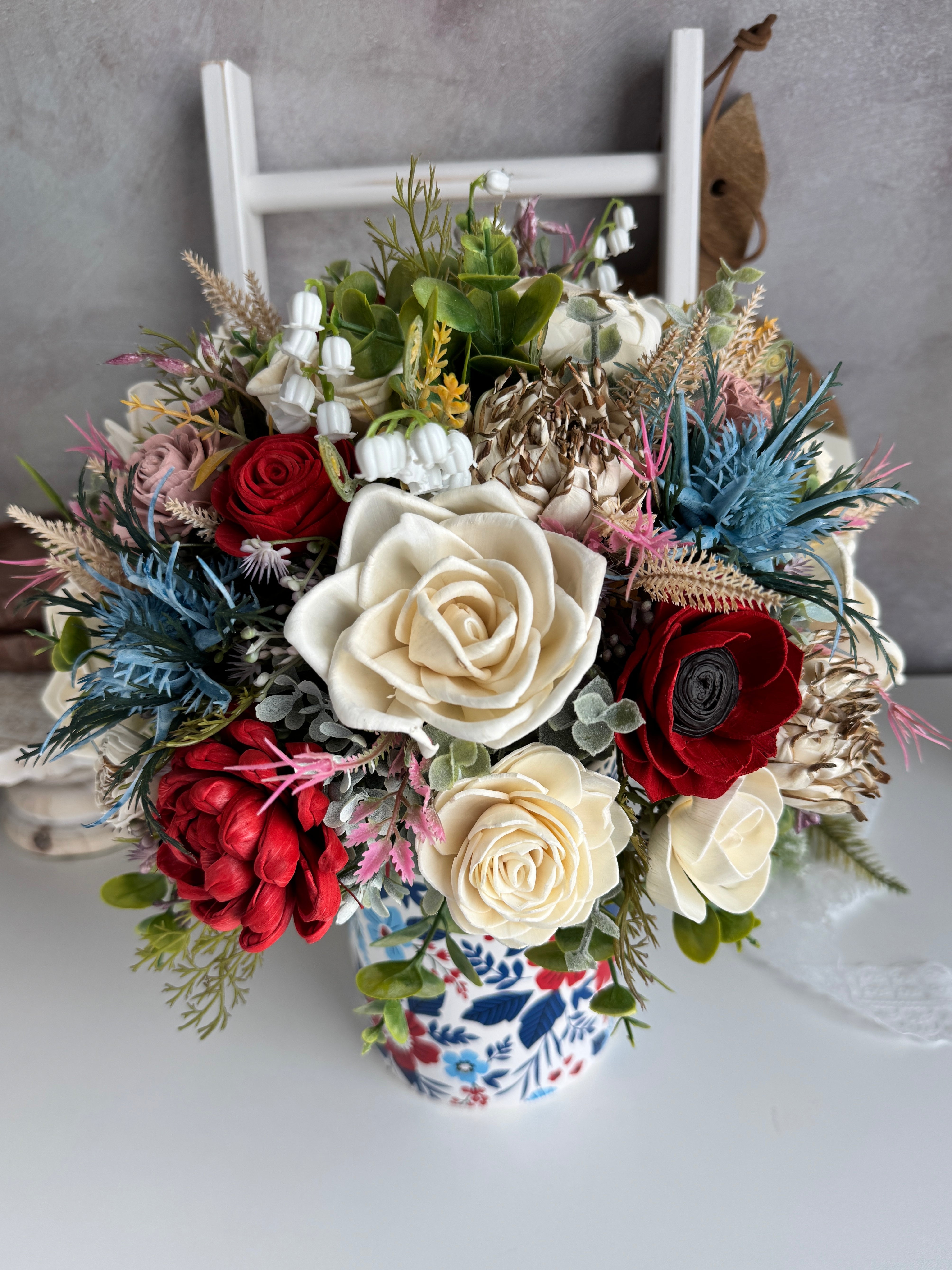 Georgetown Blue Themed | Wood Flower Arrangement - Sola Wood Flowers | Handcrafted in Austin, TX by Sola Flower Sam