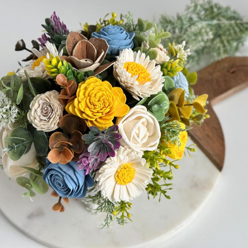 Golden Skies Blue & Yellow Sola Wood Flower – Small - Sola Wood Flowers | Handcrafted in Austin, TX by Sola Flower Sam