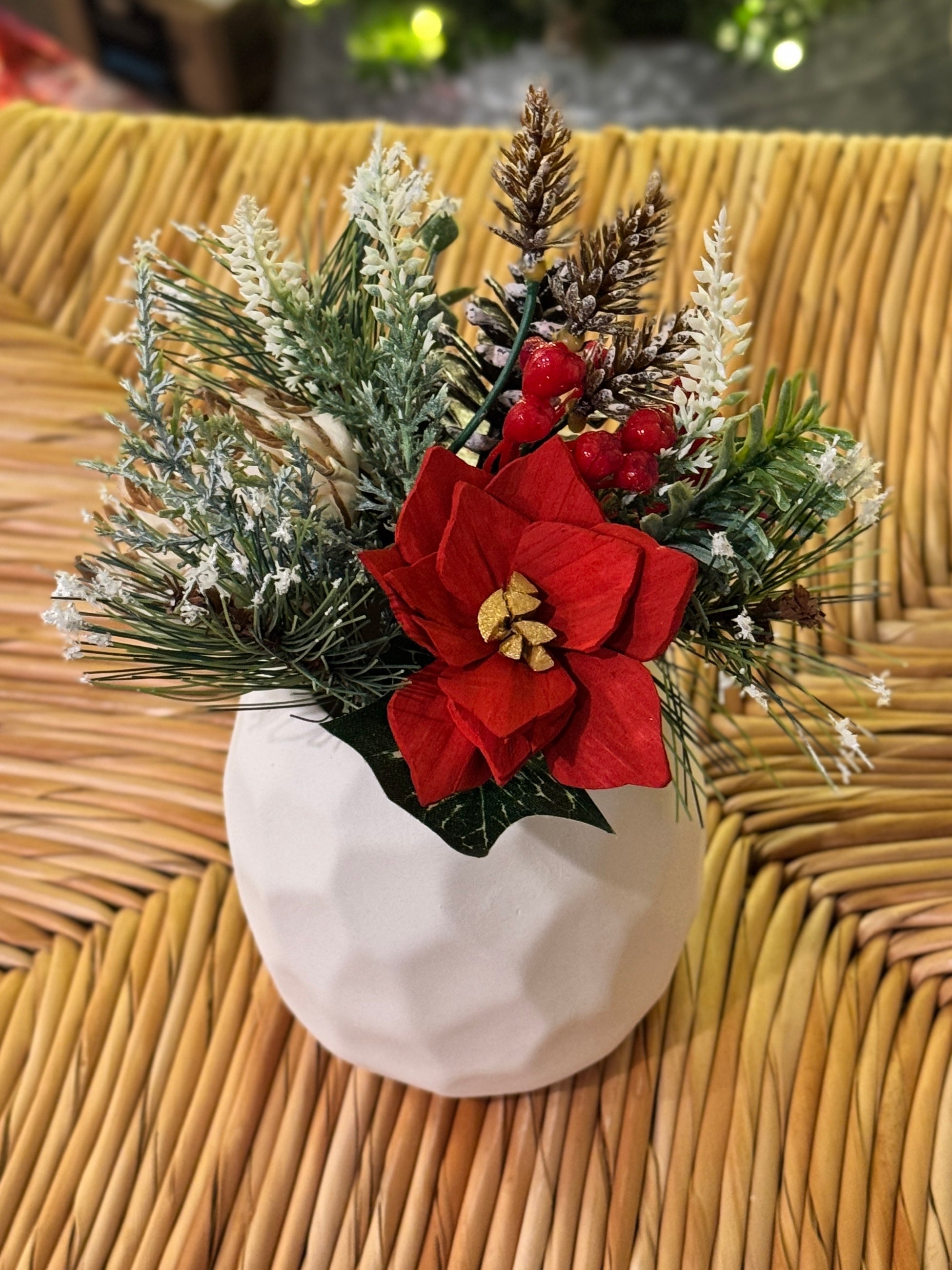 Holiday Mini Sola Flower Arrangement – Festive Berry & Blooms - Sola Wood Flowers | Handcrafted in Austin, TX by Sola Flower Sam