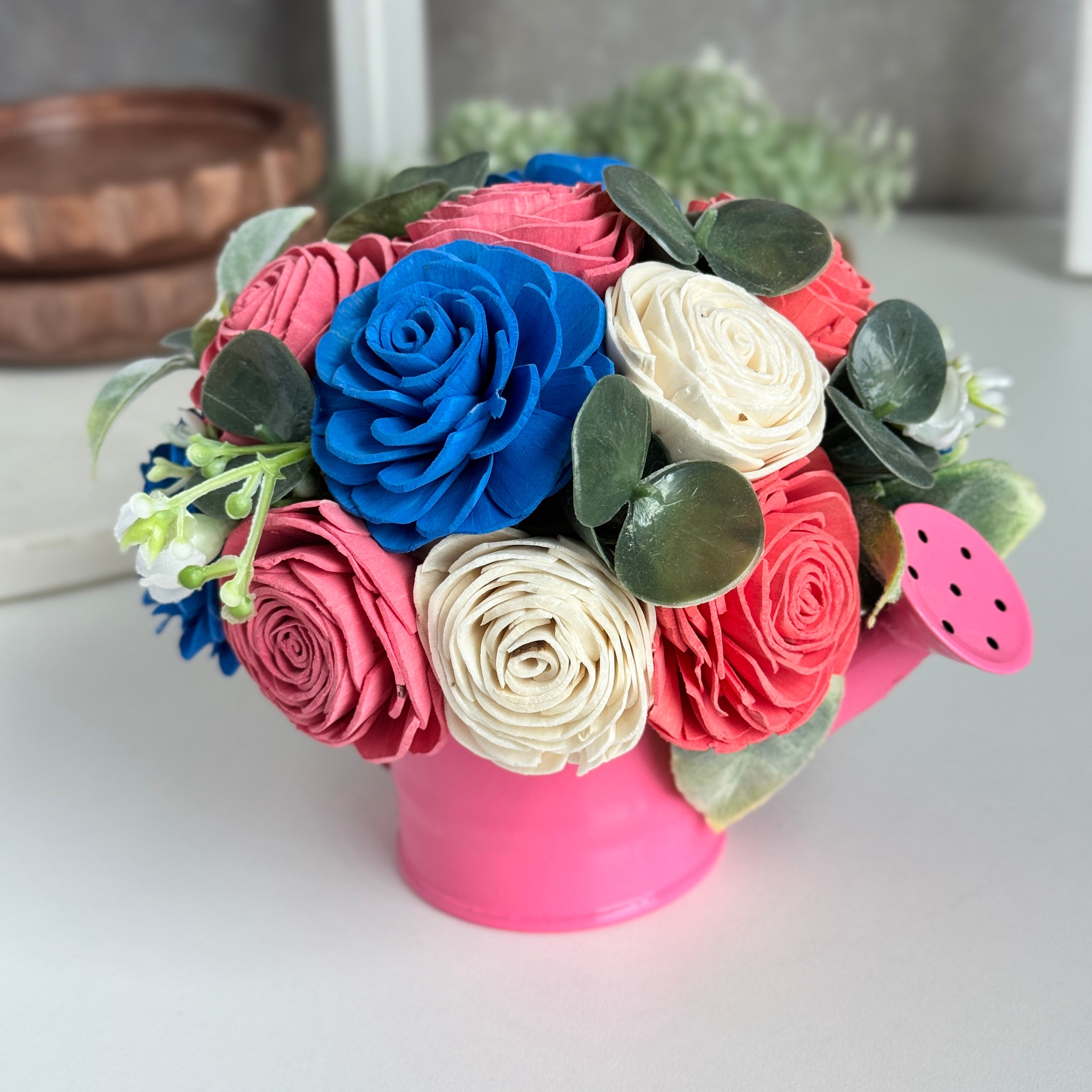 Pink Blooms | Mini Water Can - Sola Wood Flowers | Handcrafted in Austin, TX by Sola Flower Sam