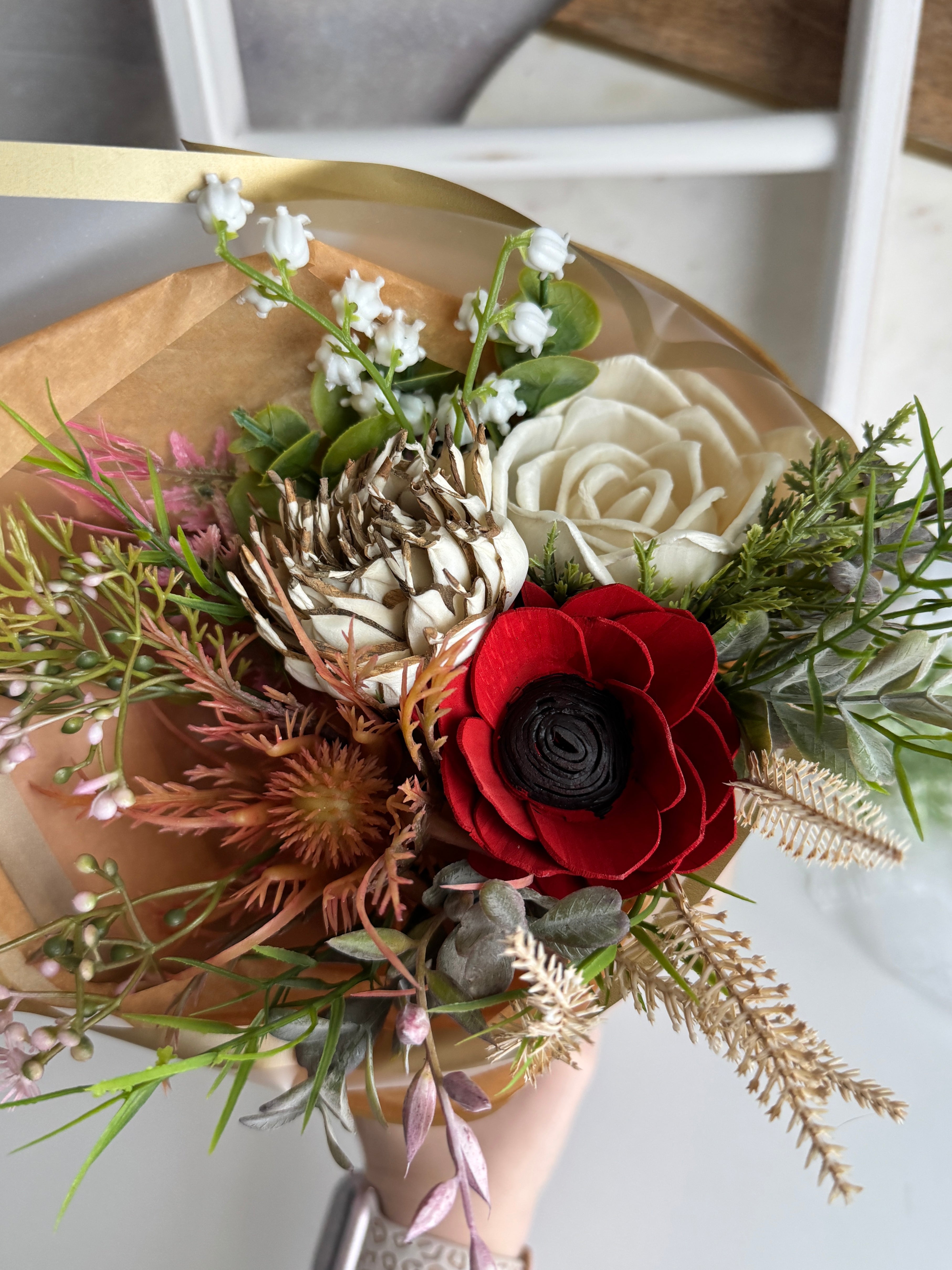 Red Poppy | Hand - Tied Sola Wood Bouquet - Sola Wood Flowers | Handcrafted in Austin, TX by Sola Flower Sam