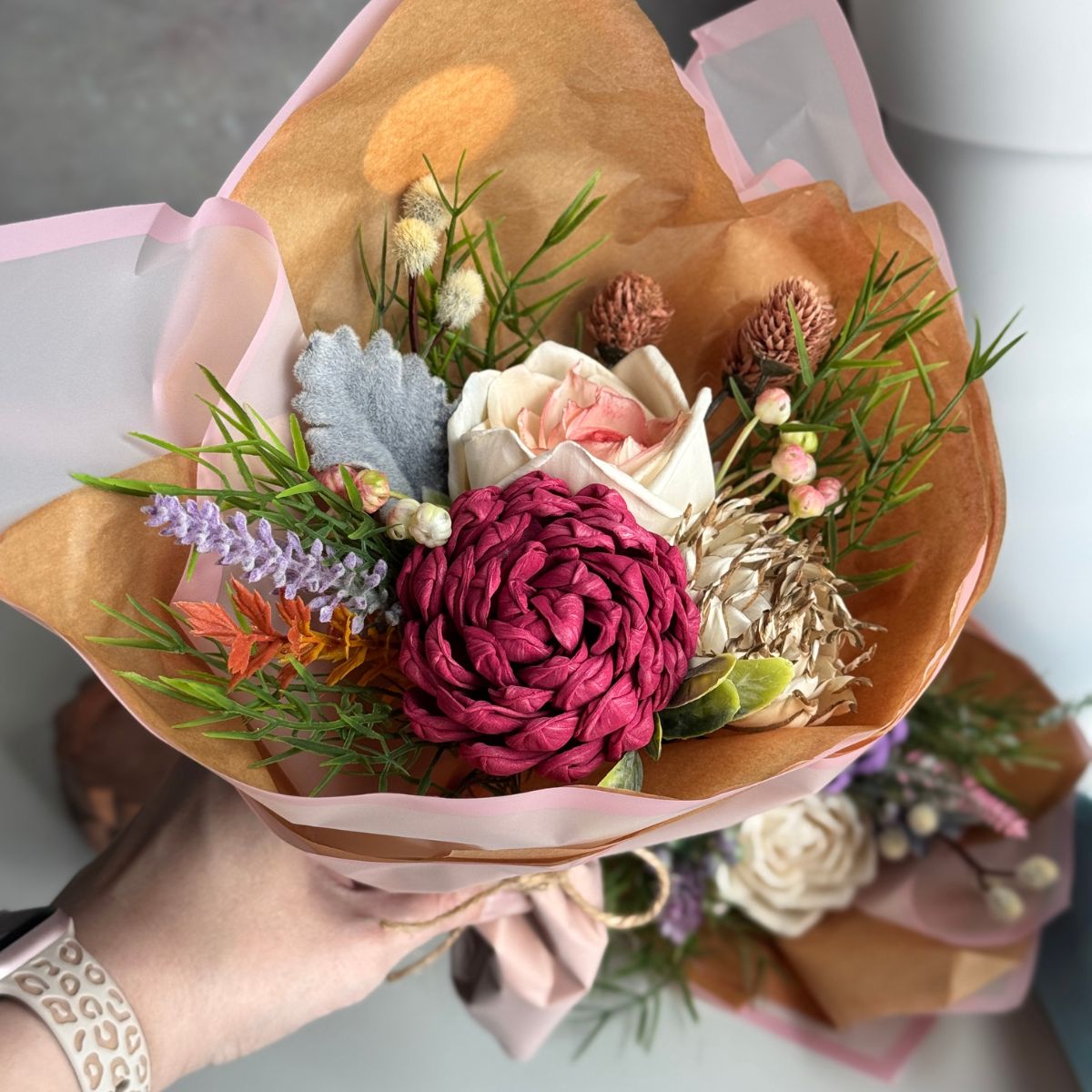 Rosewater Sky | hand - tied bouquet - Sola Wood Flowers | Handcrafted in Austin, TX by Sola Flower Sam