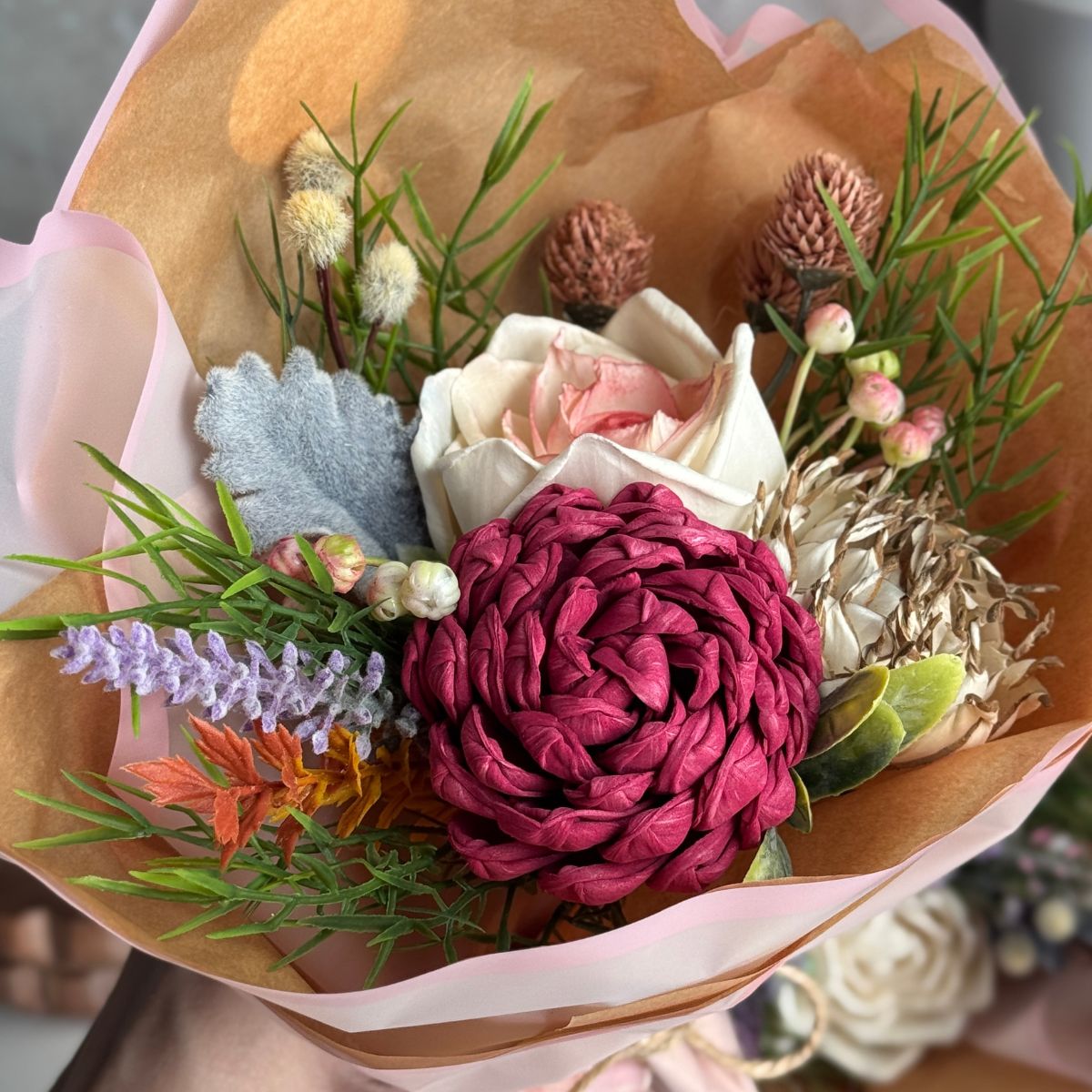 Rosewater Sky | hand - tied bouquet - Sola Wood Flowers | Handcrafted in Austin, TX by Sola Flower Sam