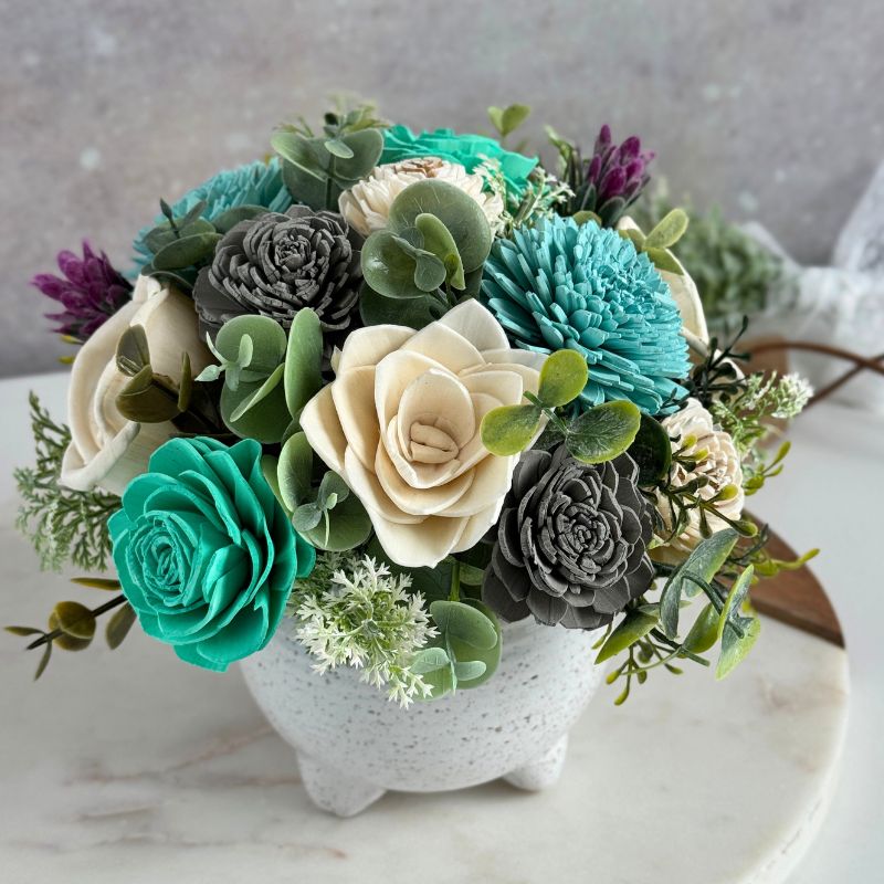 Tea Party Blue Sola Wood Flower – Petite - Sola Wood Flowers | Handcrafted in Austin, TX by Sola Flower Sam