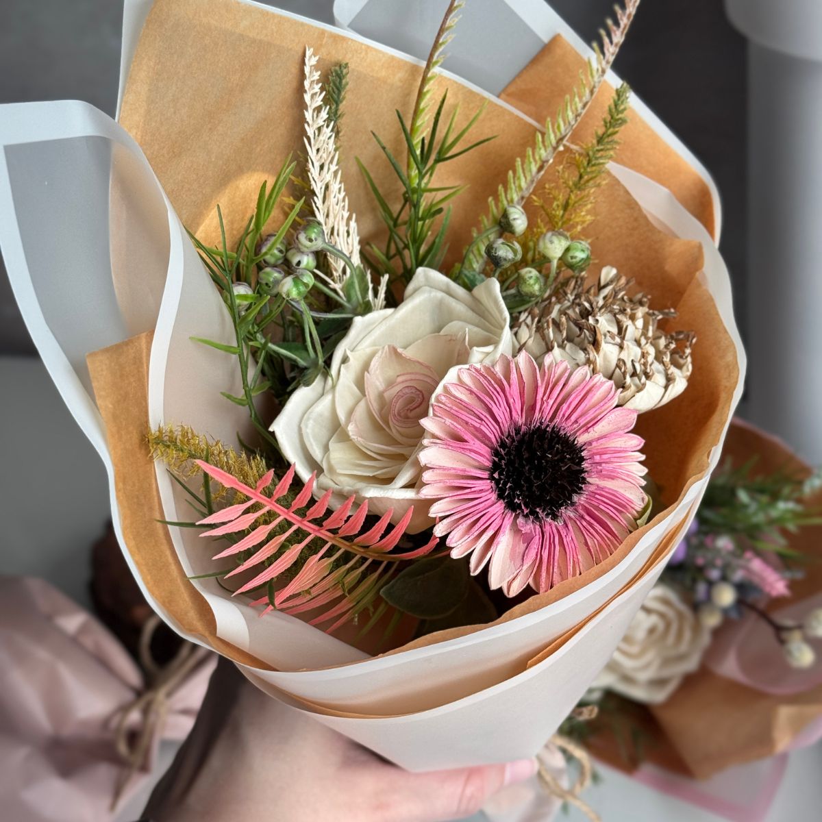 Wild Raspberry | hand - tied bouquet - Sola Wood Flowers | Handcrafted in Austin, TX by Sola Flower Sam