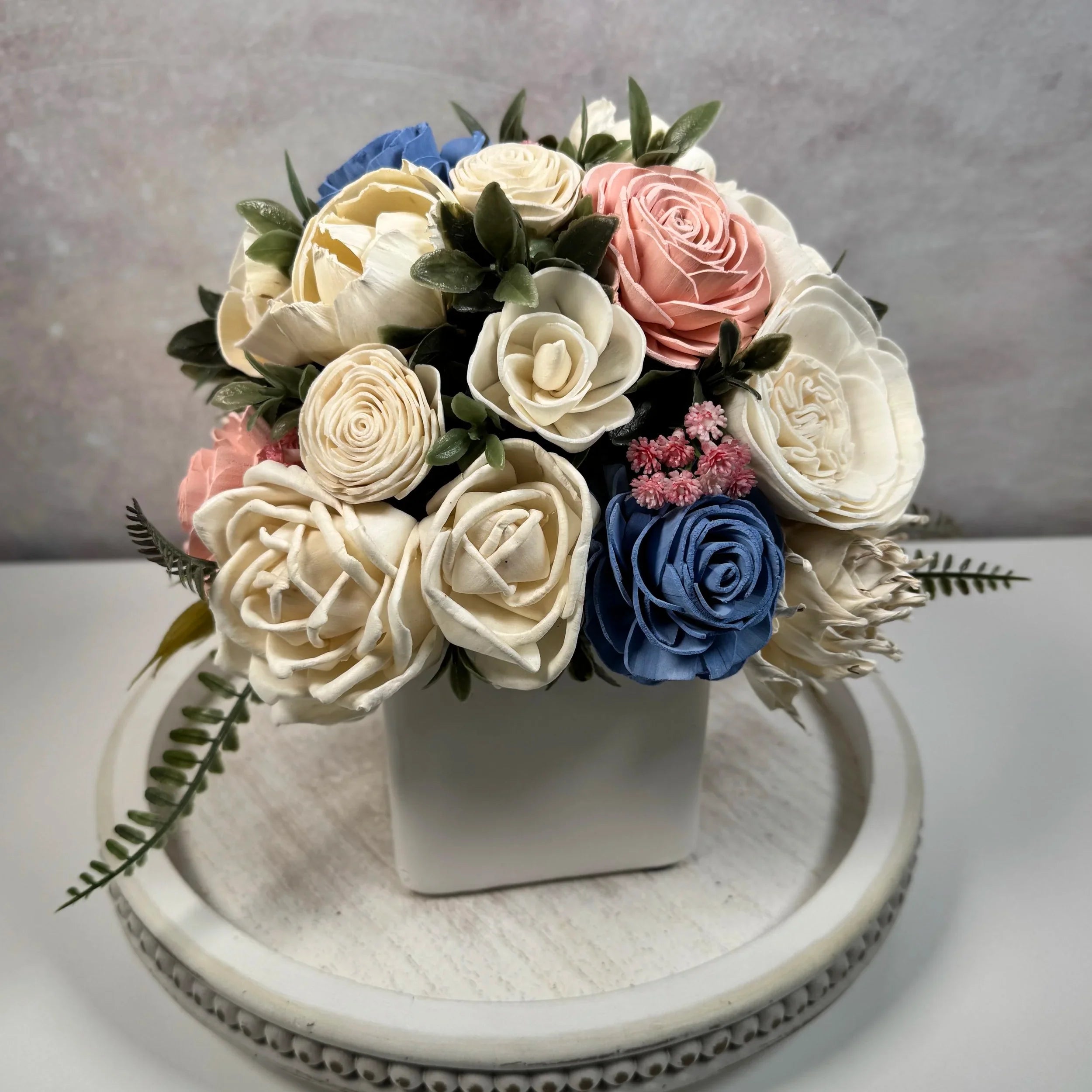 White Planter | Vanilla Blue - Sola Wood Flowers | Handcrafted in Austin, TX by Sola Flower Sam