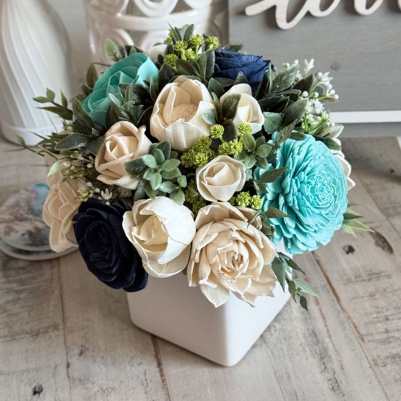 White Planter Sola Wood Flowers | Modern Faux Florals