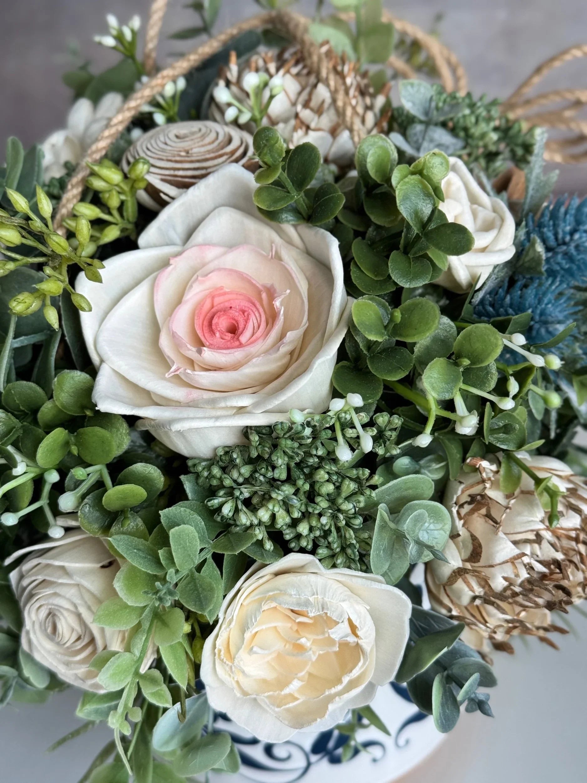 Blue Hanging Arrangement - Sola Wood Flowers | Handcrafted in Austin, TX by Sola Flower Sam