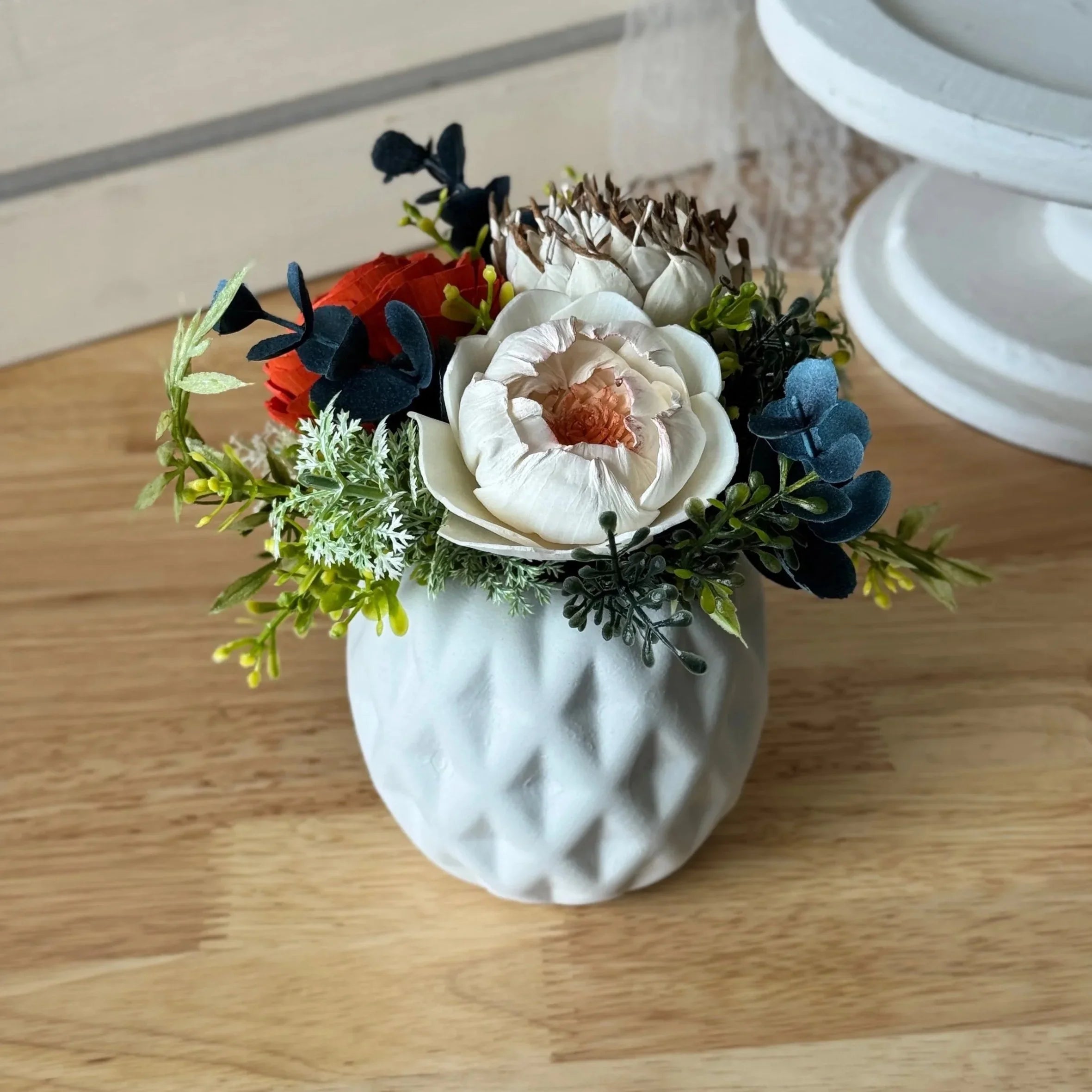 Autumn Orange | White Mini - Sola Wood Flowers | Handcrafted in Austin, TX by Sola Flower Sam