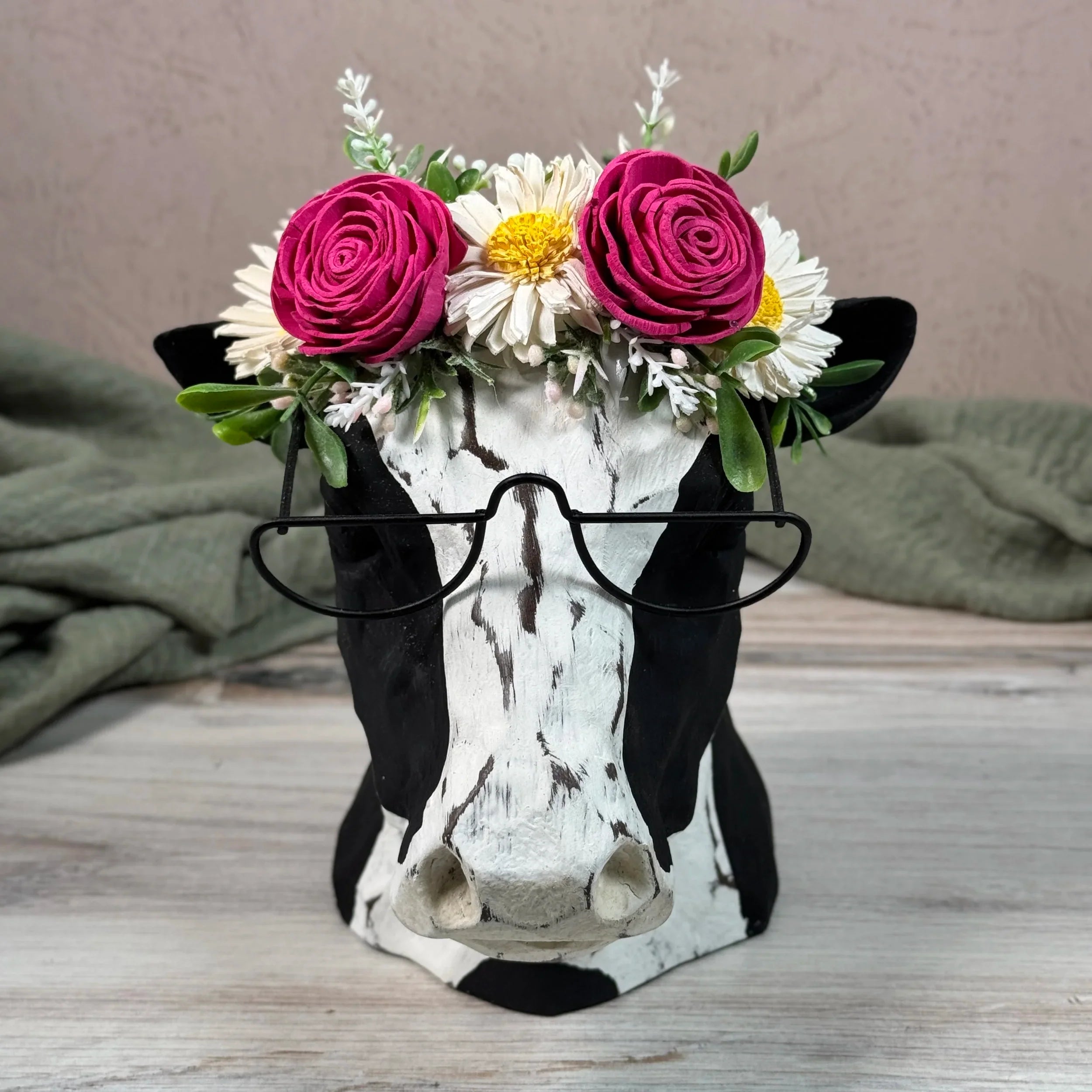 Coachella Cow Hot Pink - Sola Wood Flowers | Handcrafted in Austin, TX by Sola Flower Sam