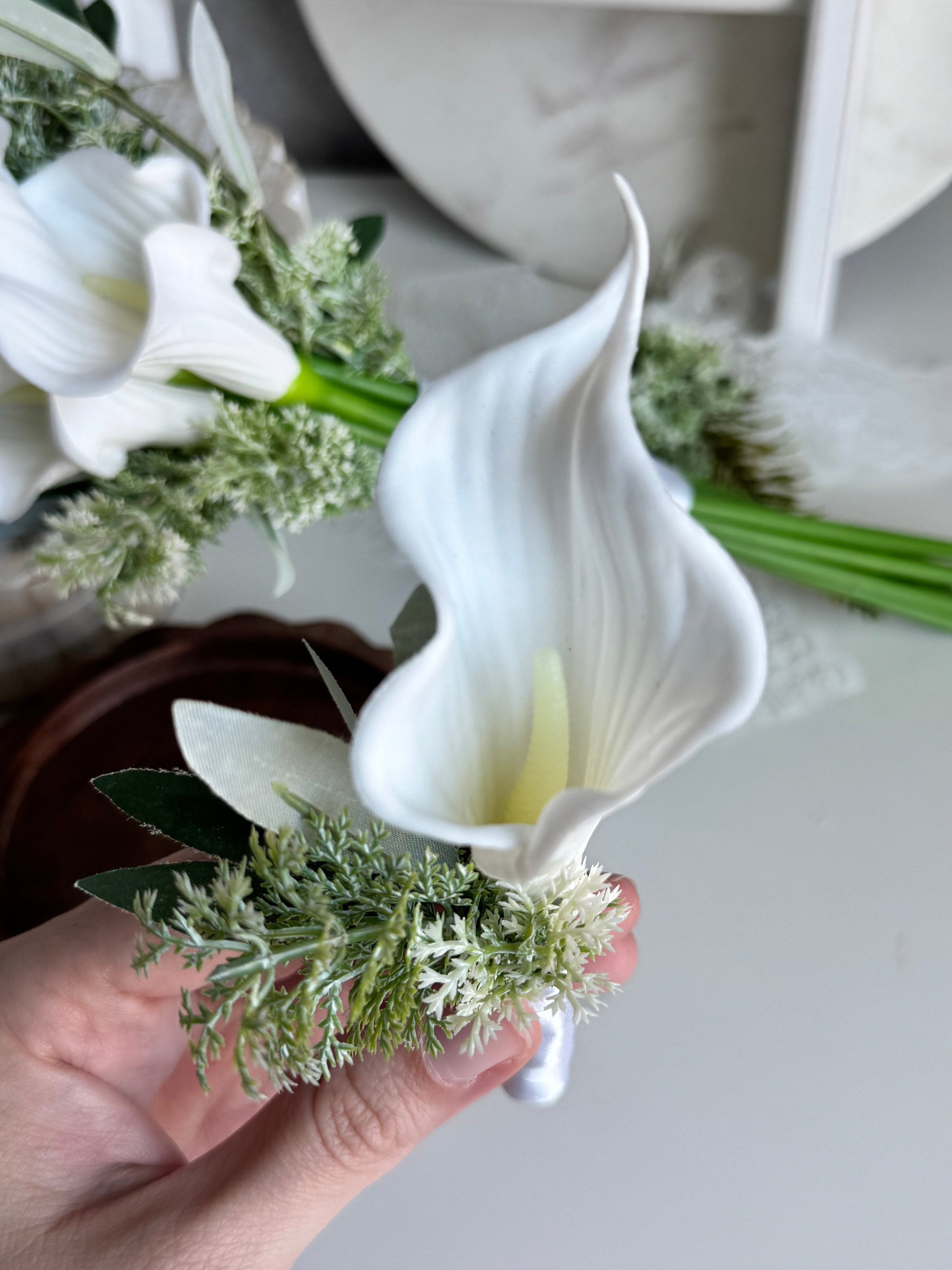 Calla Lily Bouquet + Boutonniere