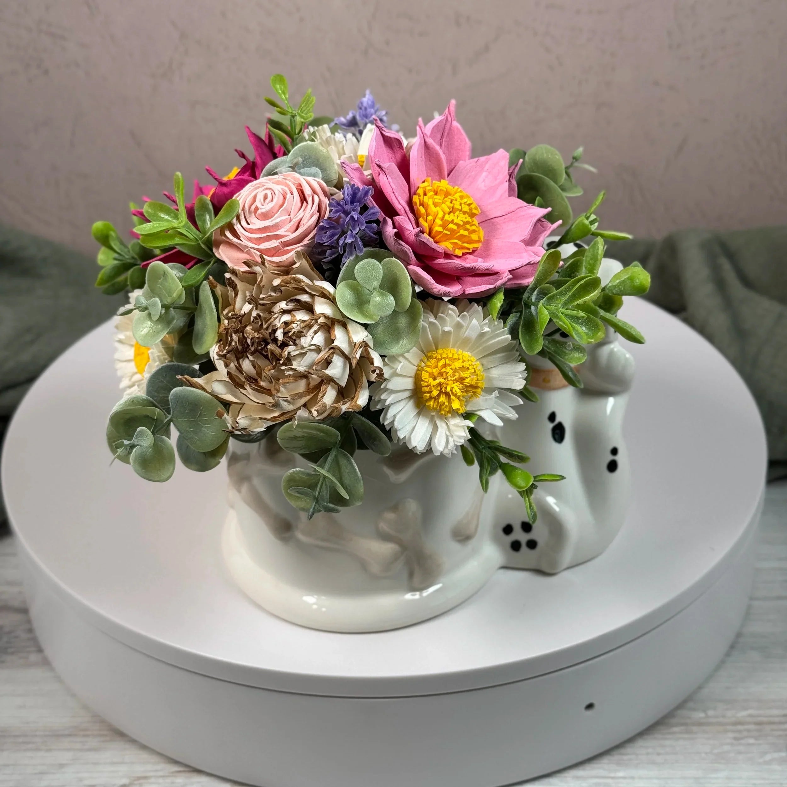 Pink Dalmatian Puppy - Sola Wood Flowers | Handcrafted in Austin, TX by Sola Flower Sam