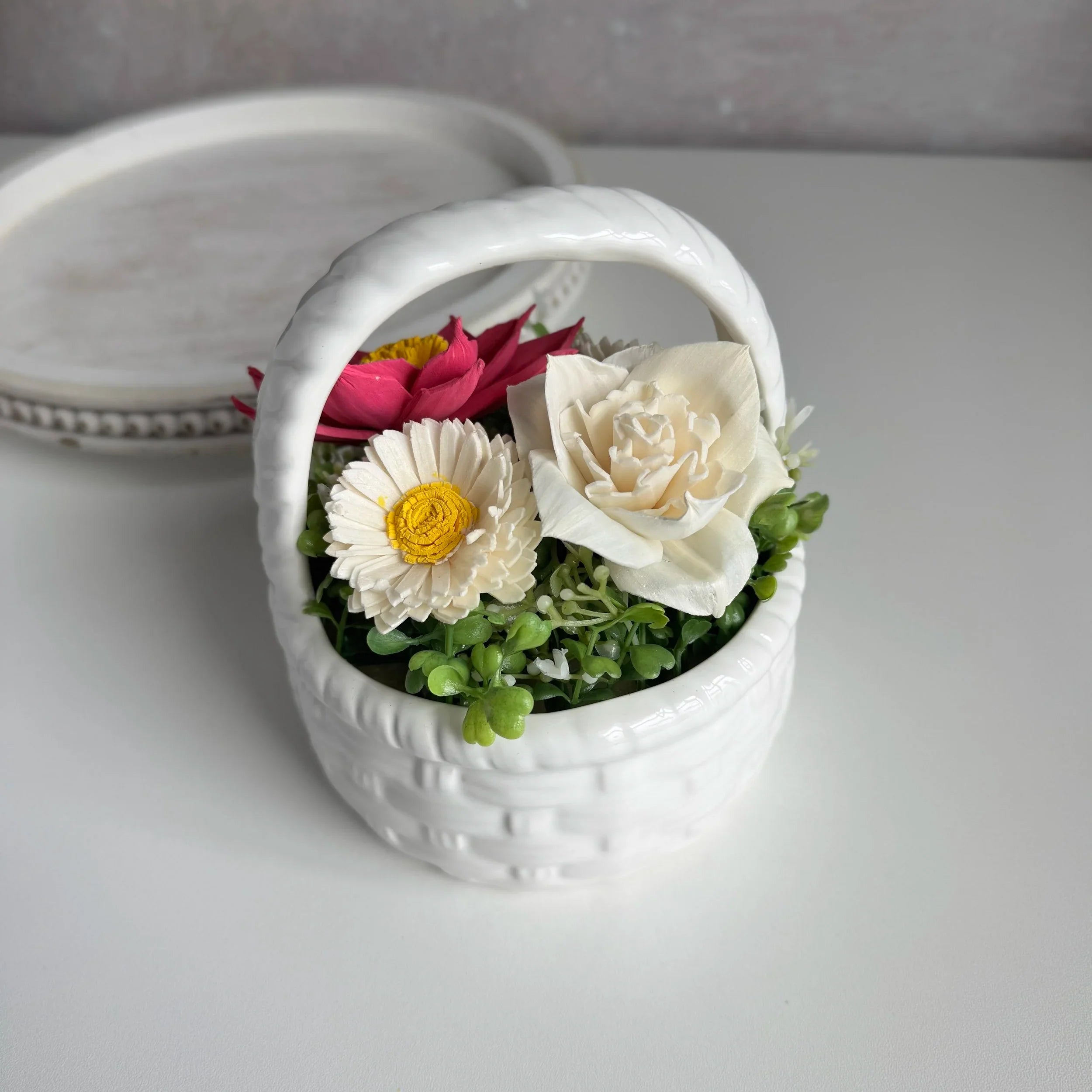 Floral Basket | White - Sola Wood Flowers | Handcrafted in Austin, TX by Sola Flower Sam