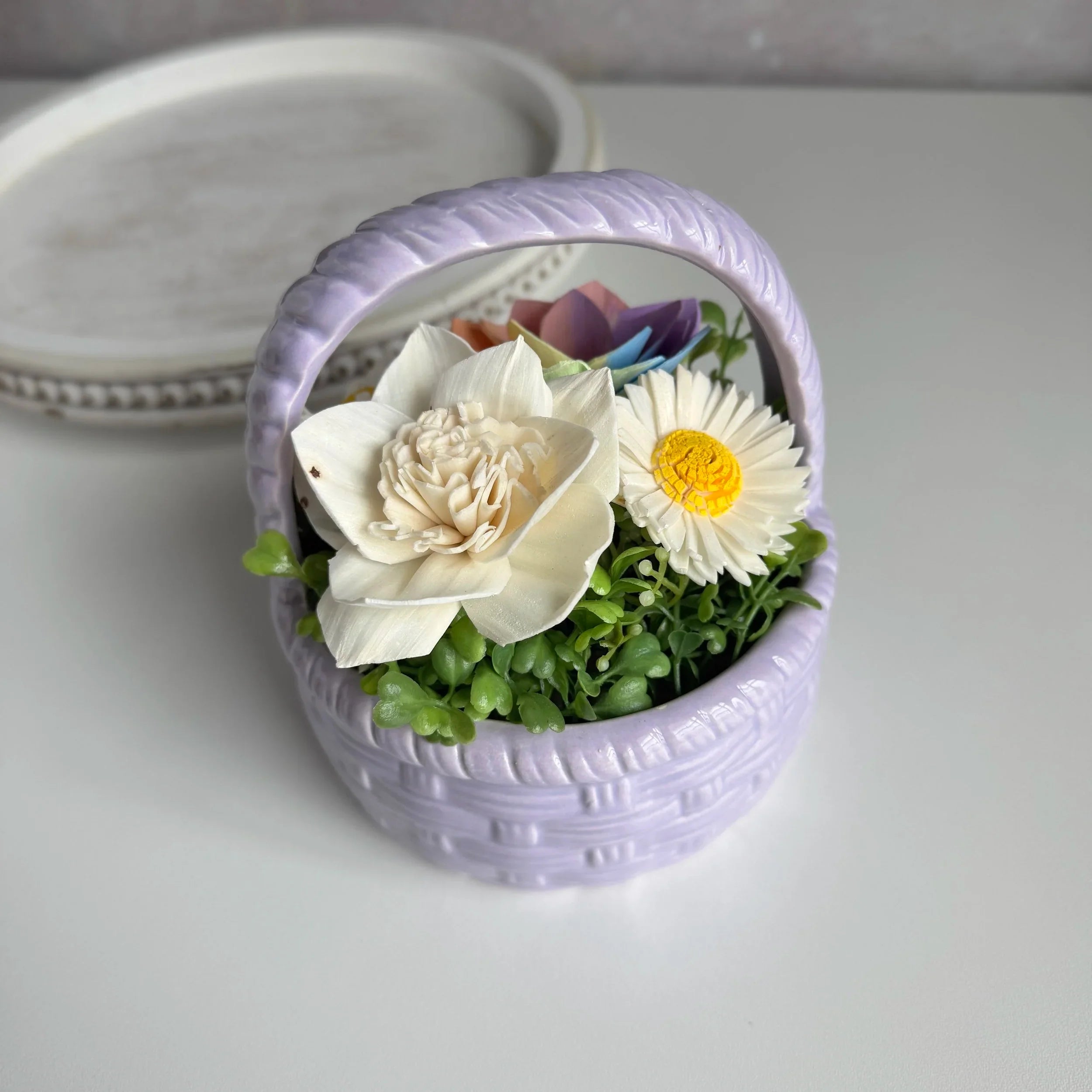 Floral Basket | Purple - Sola Wood Flowers | Handcrafted in Austin, TX by Sola Flower Sam