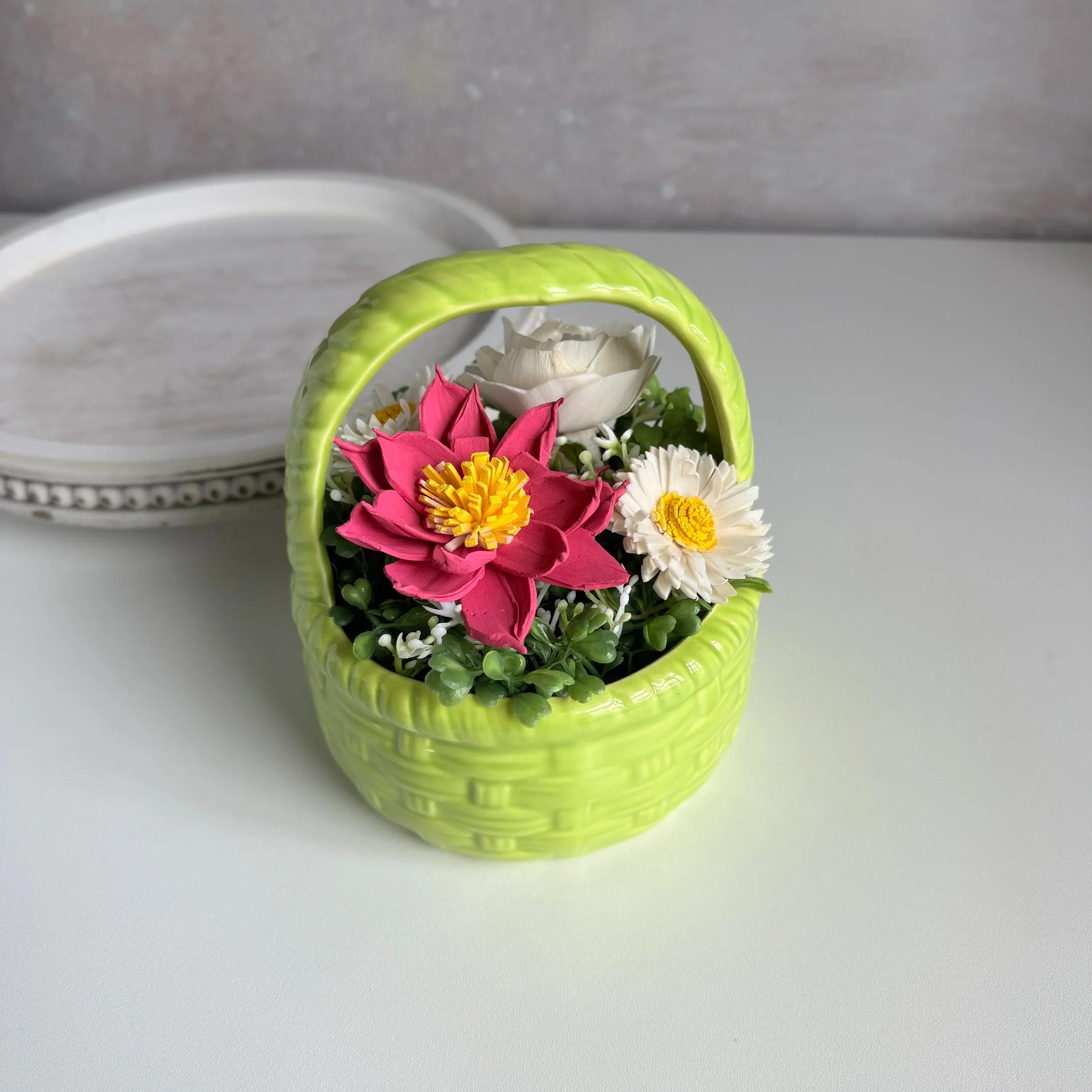 Floral Basket | Bright Green - Sola Wood Flowers | Handcrafted in Austin, TX by Sola Flower Sam