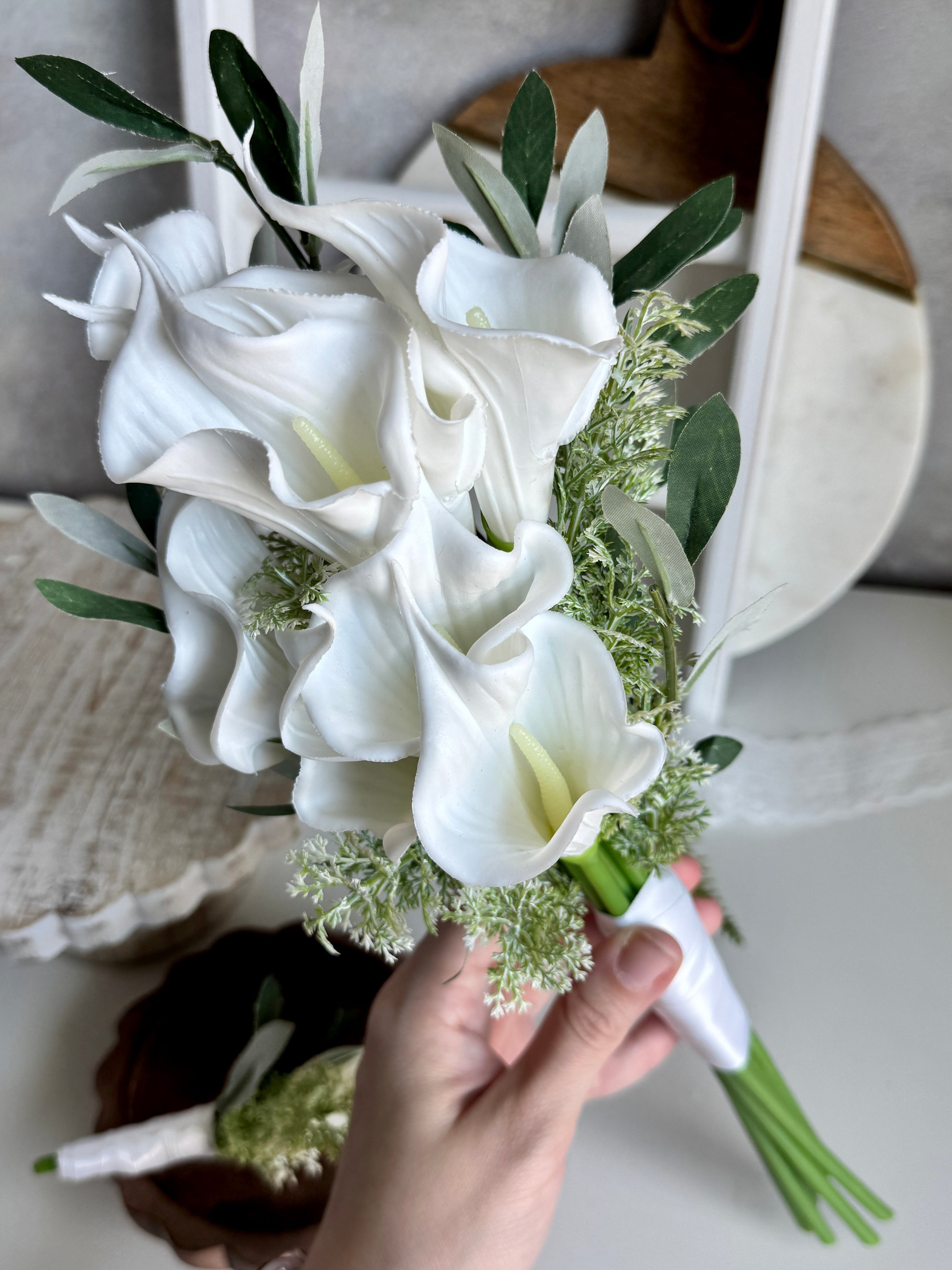 Calla Lily Bouquet + Boutonniere - Sola Wood Flowers | Handcrafted in Austin, TX by Sola Flower Sam