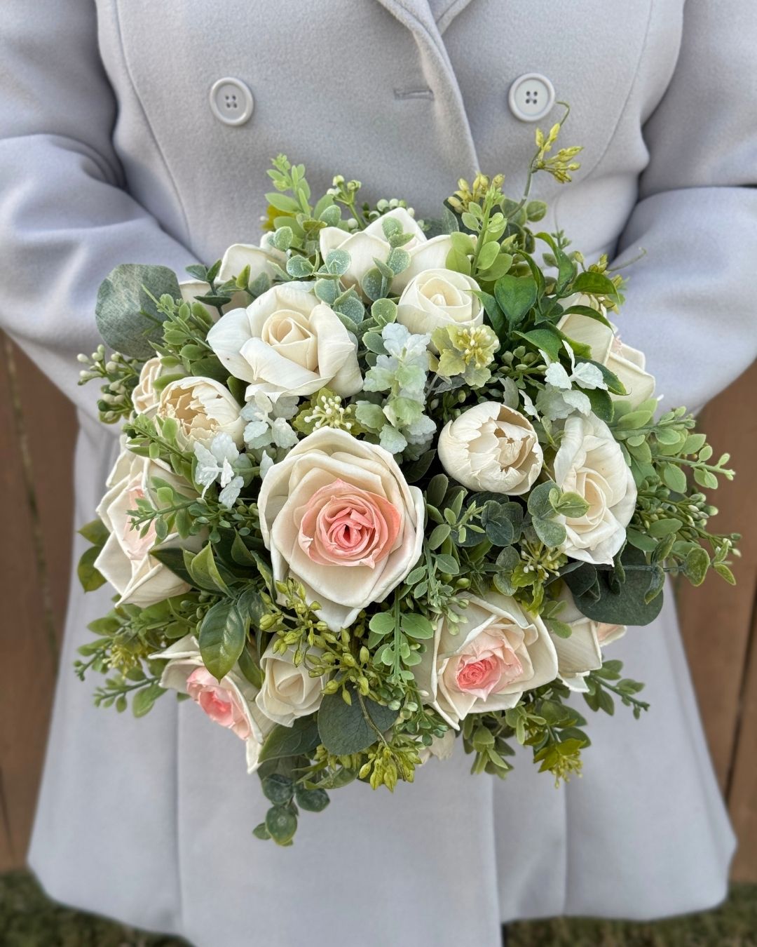 Classic Rose Bouquet & Boutonniere Set | 10in round 💍✨ - Sola Wood Flowers | Handcrafted in Austin, TX by Sola Flower Sam