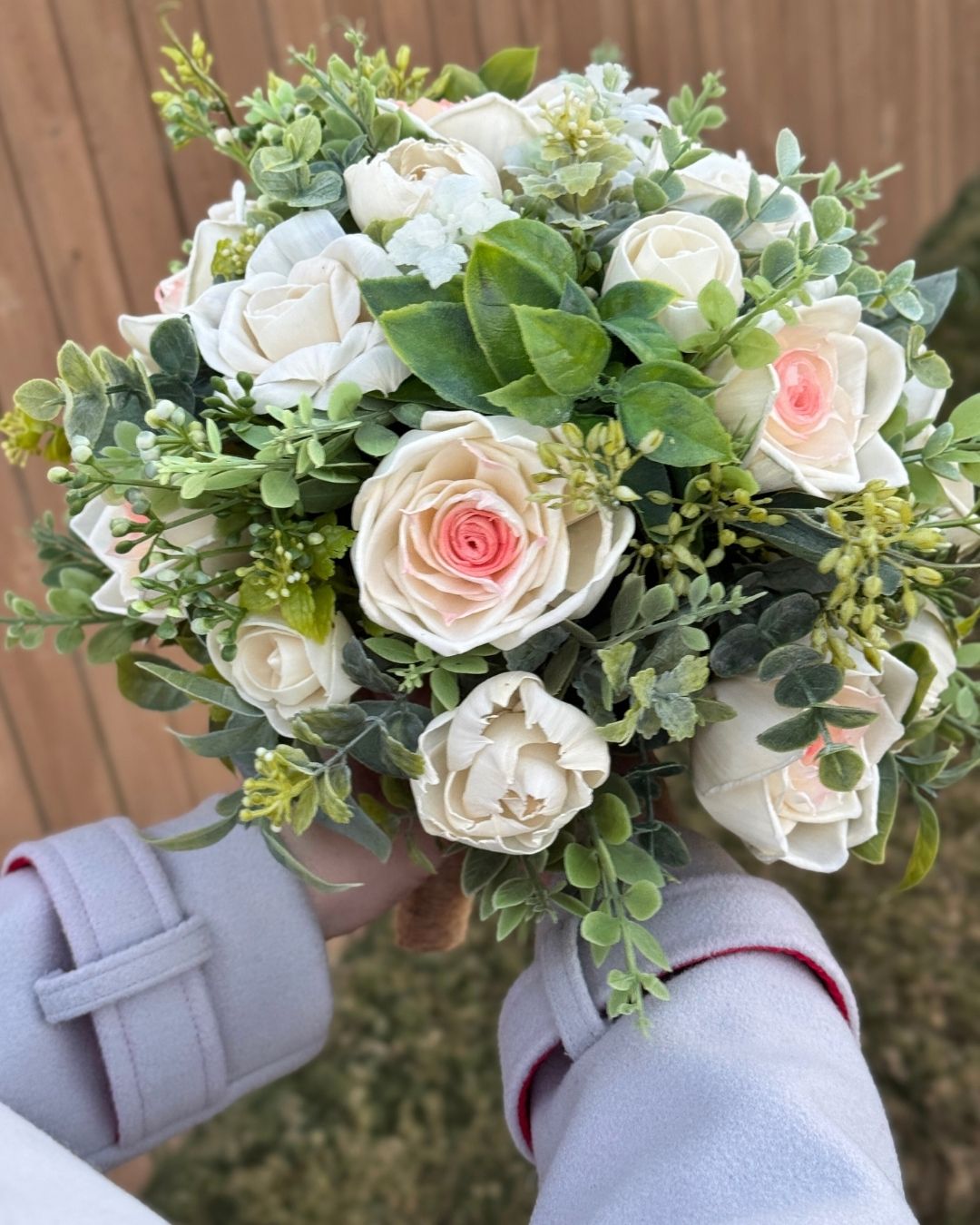 Classic Rose Bouquet & Boutonniere Set | 10in round 💍✨ - Sola Wood Flowers | Handcrafted in Austin, TX by Sola Flower Sam