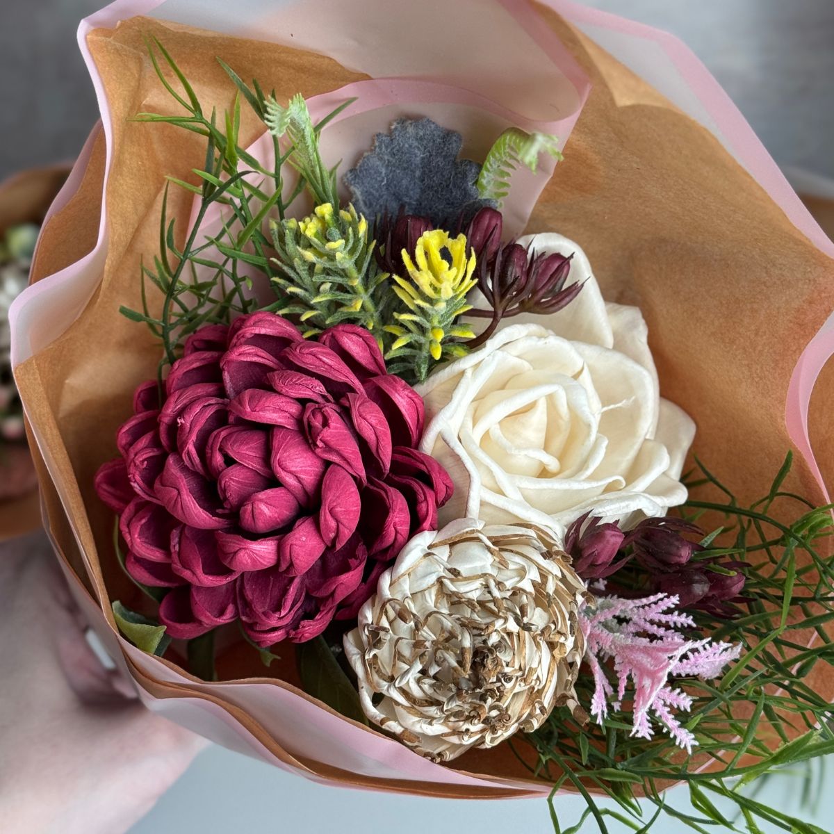 Crushed Berry | hand - tied bouquet - Sola Wood Flowers | Handcrafted in Austin, TX by Sola Flower Sam