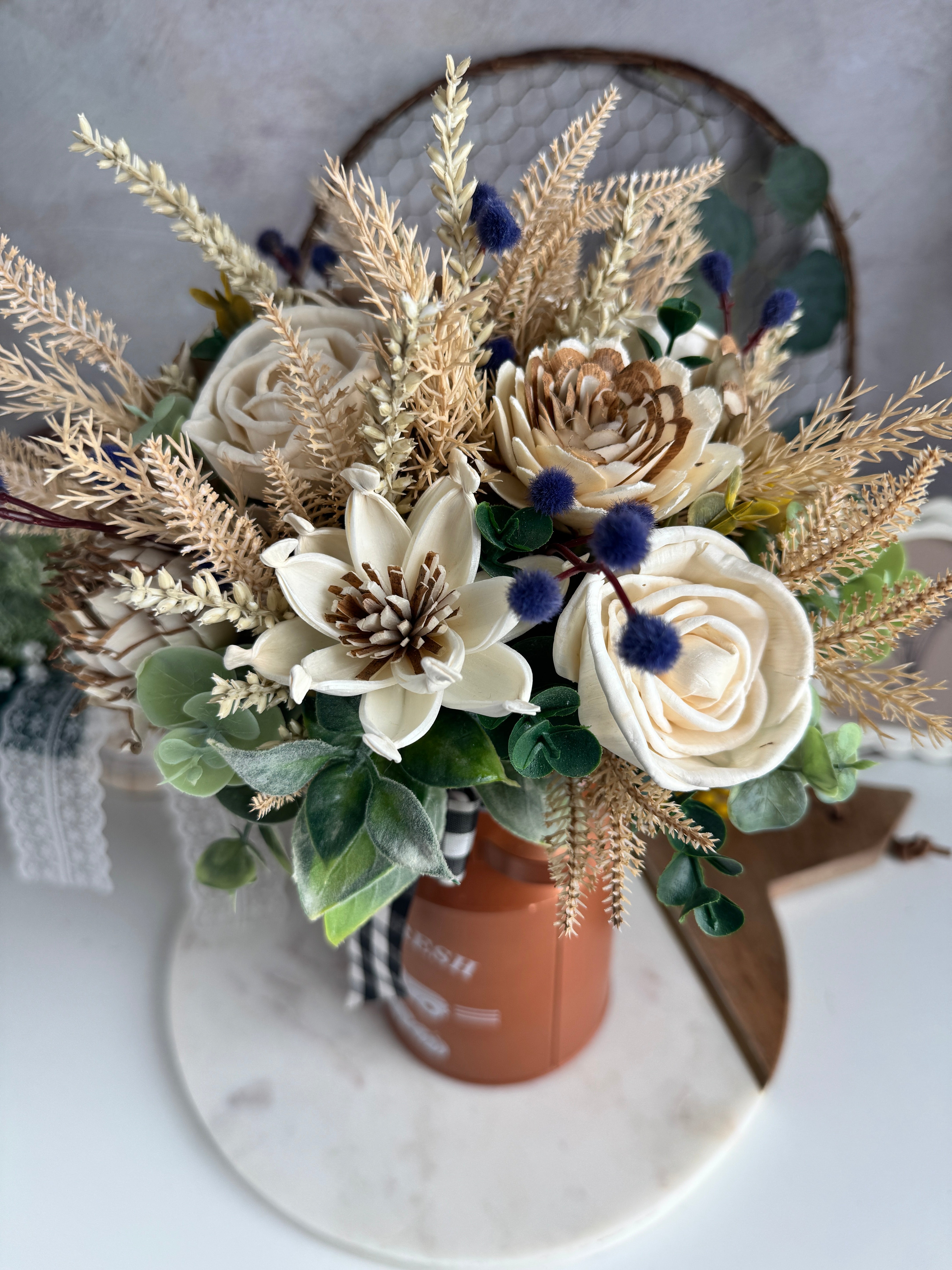 Fall Farmhouse Milk Can - Sola Wood Flowers | Handcrafted in Austin, TX by Sola Flower Sam